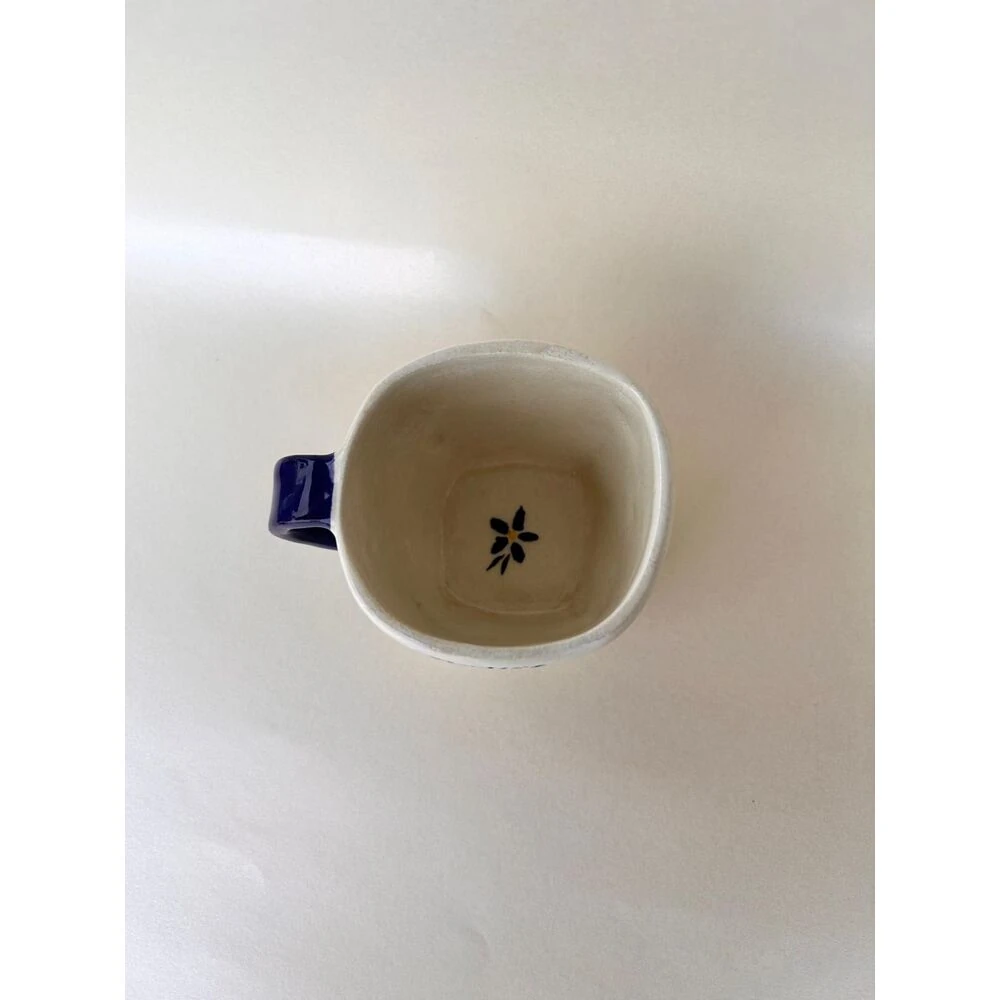 Blue Daısy El Yapımı Seramik Kupa