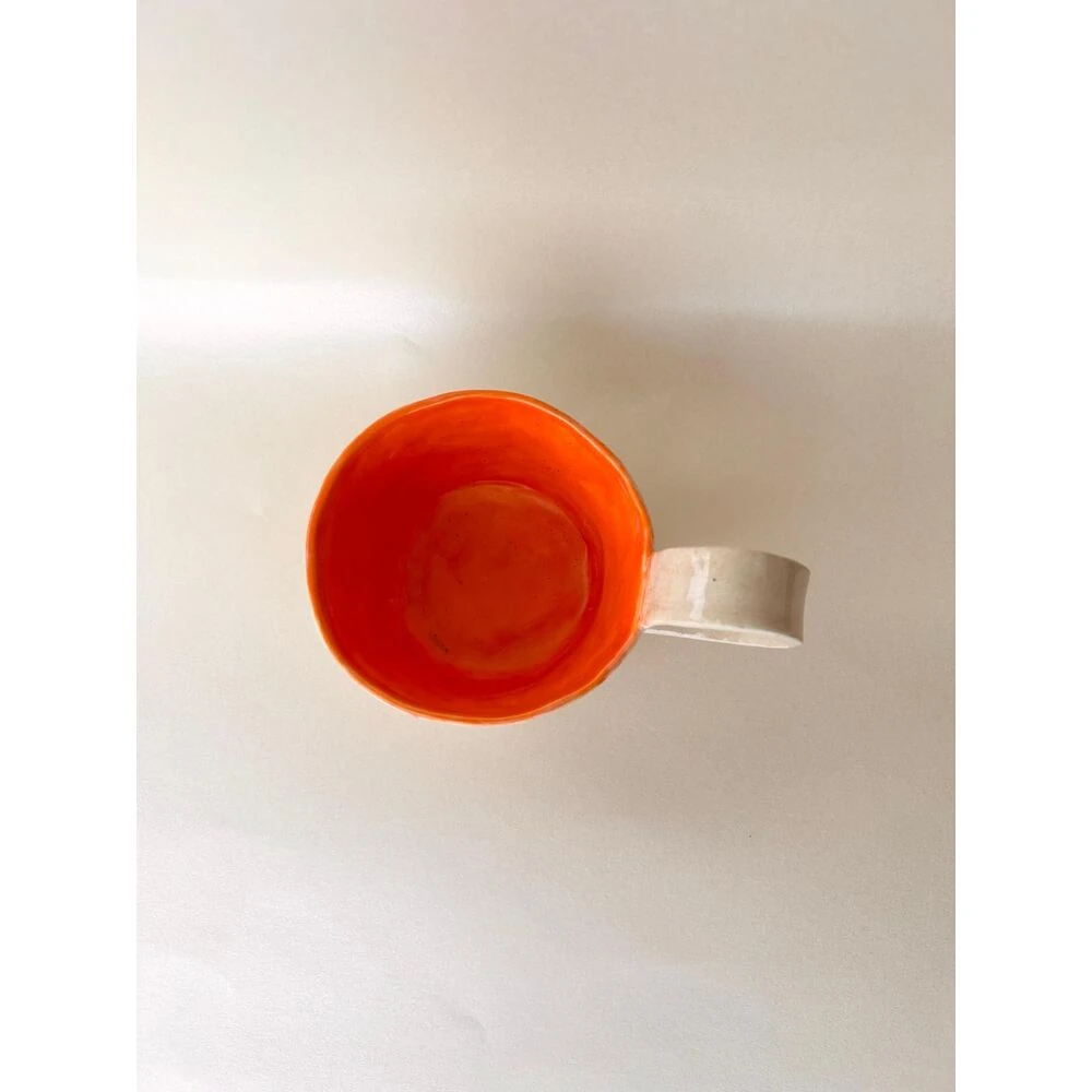 Orange Daısy El Yapımı Seramik Kupa