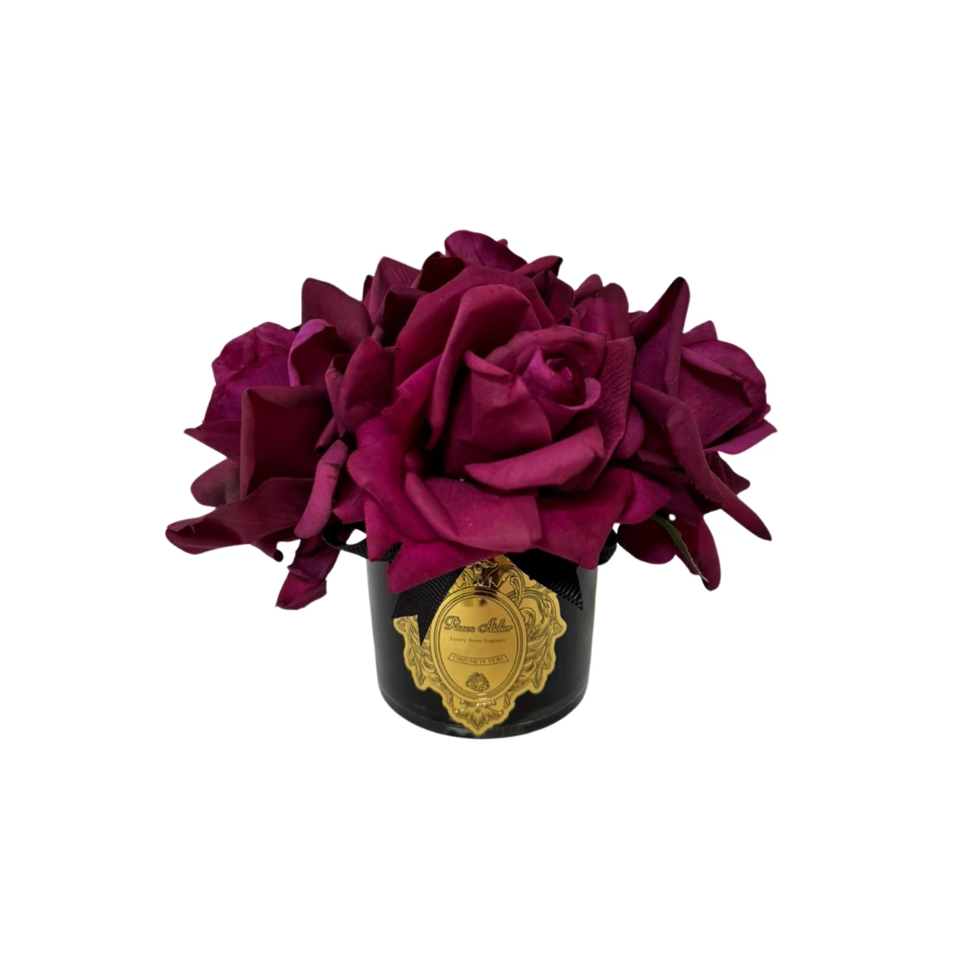 6 Gül Siyah Vazo Oda Kokusu  - Bordo