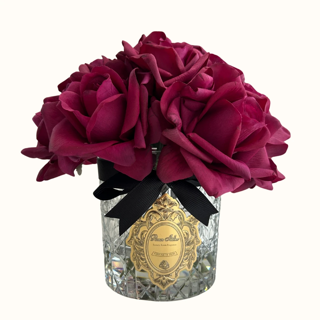9 Güllü Kristal Vazo Oda Kokusu - Bordo