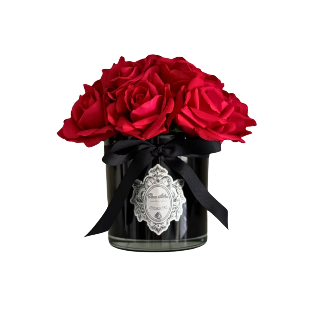 14 Gül Siyah Vazo Oda Kokusu - Kırmızı