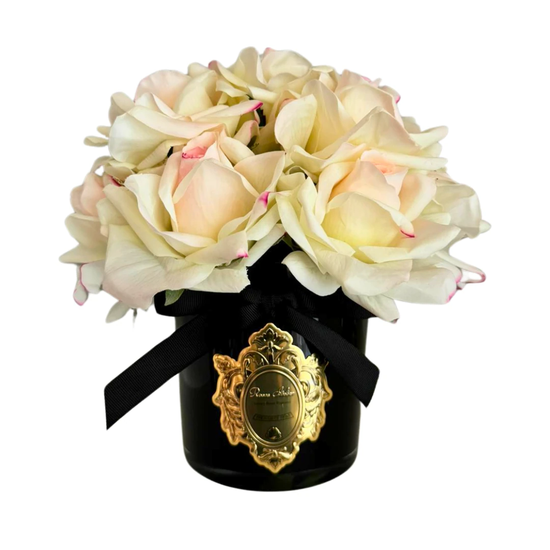12 Güllü Siyah Vazo Oda Kokusu  - Allıklı