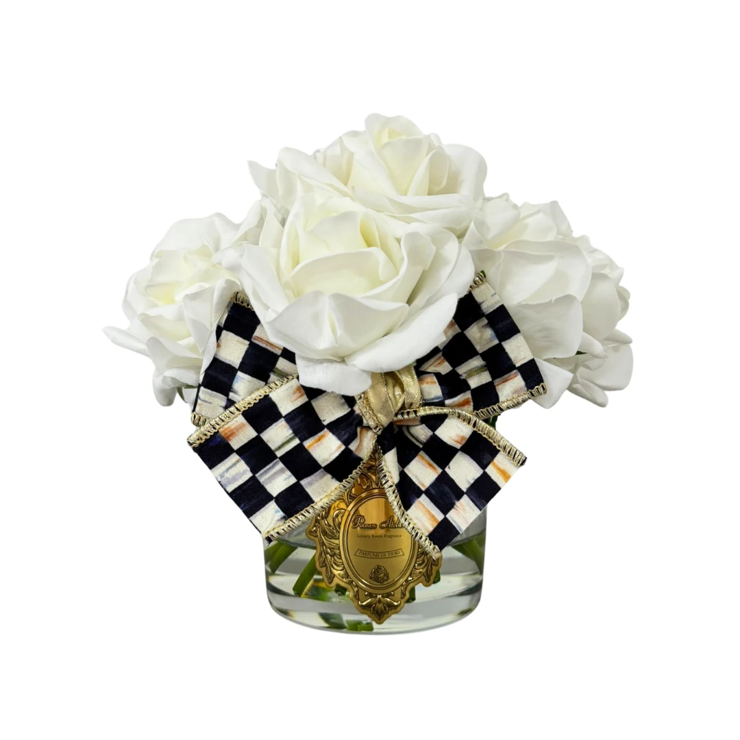  12 Güllü Mackenzie-Childs Kurdeleli  Oda Kokusu Aranjman - Beyaz