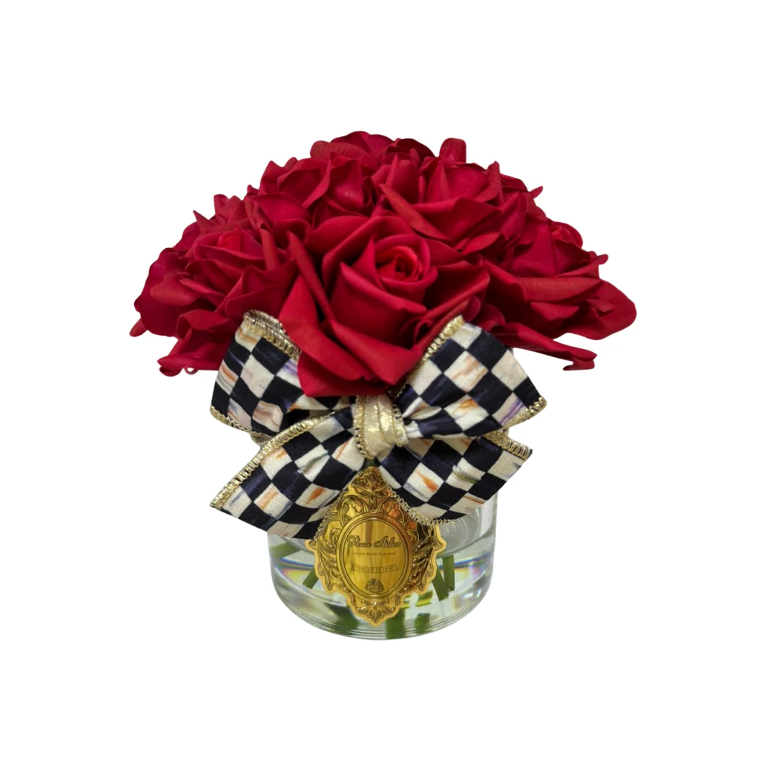  12 Güllü Mackenzie-Childs Kurdeleli  Oda Kokusu Aranjman - Kırmızı