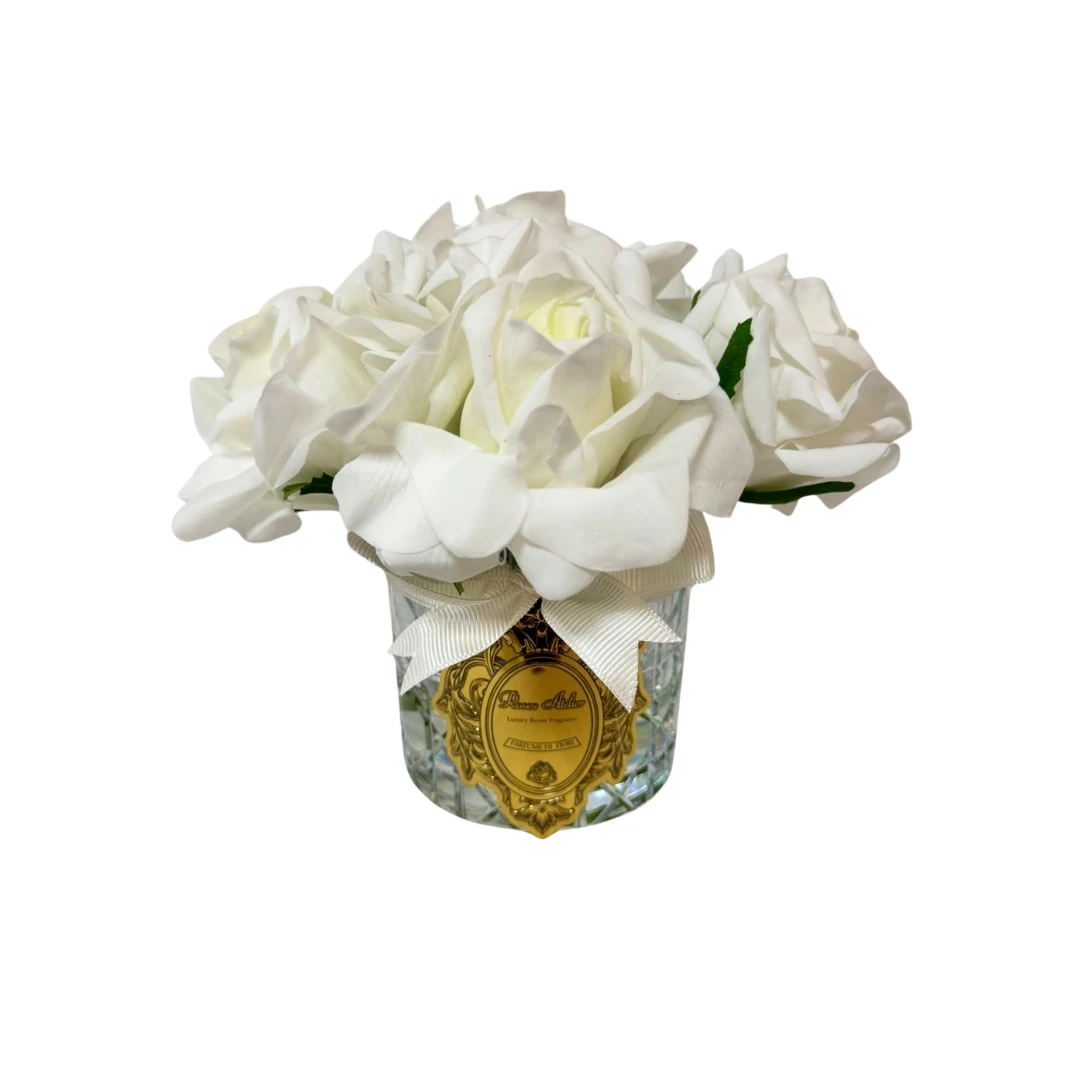 6 Gül Kristal Vazo Oda Kokusu - Beyaz