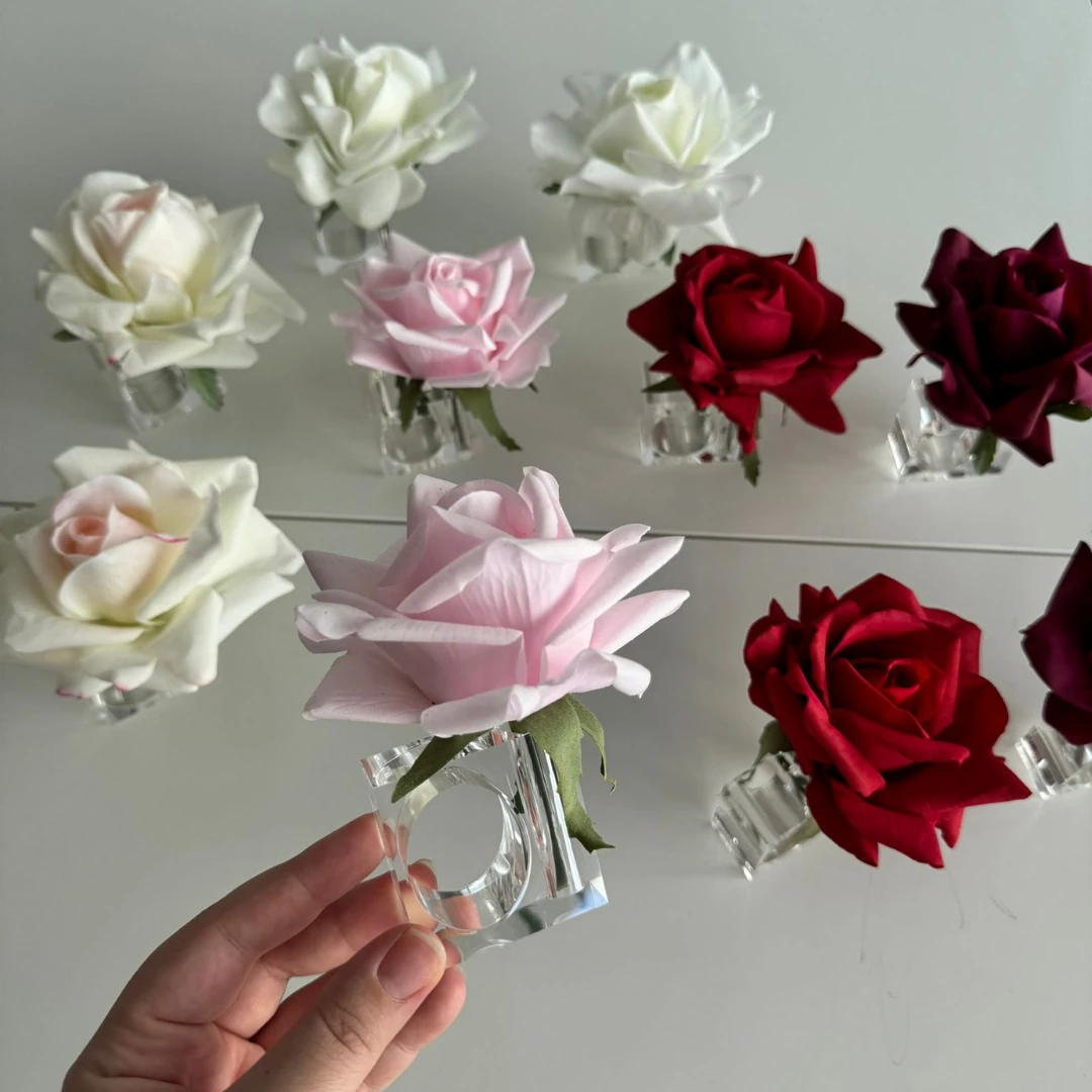 Peçete Yüzüğü Gül (6 adet) - Pembe