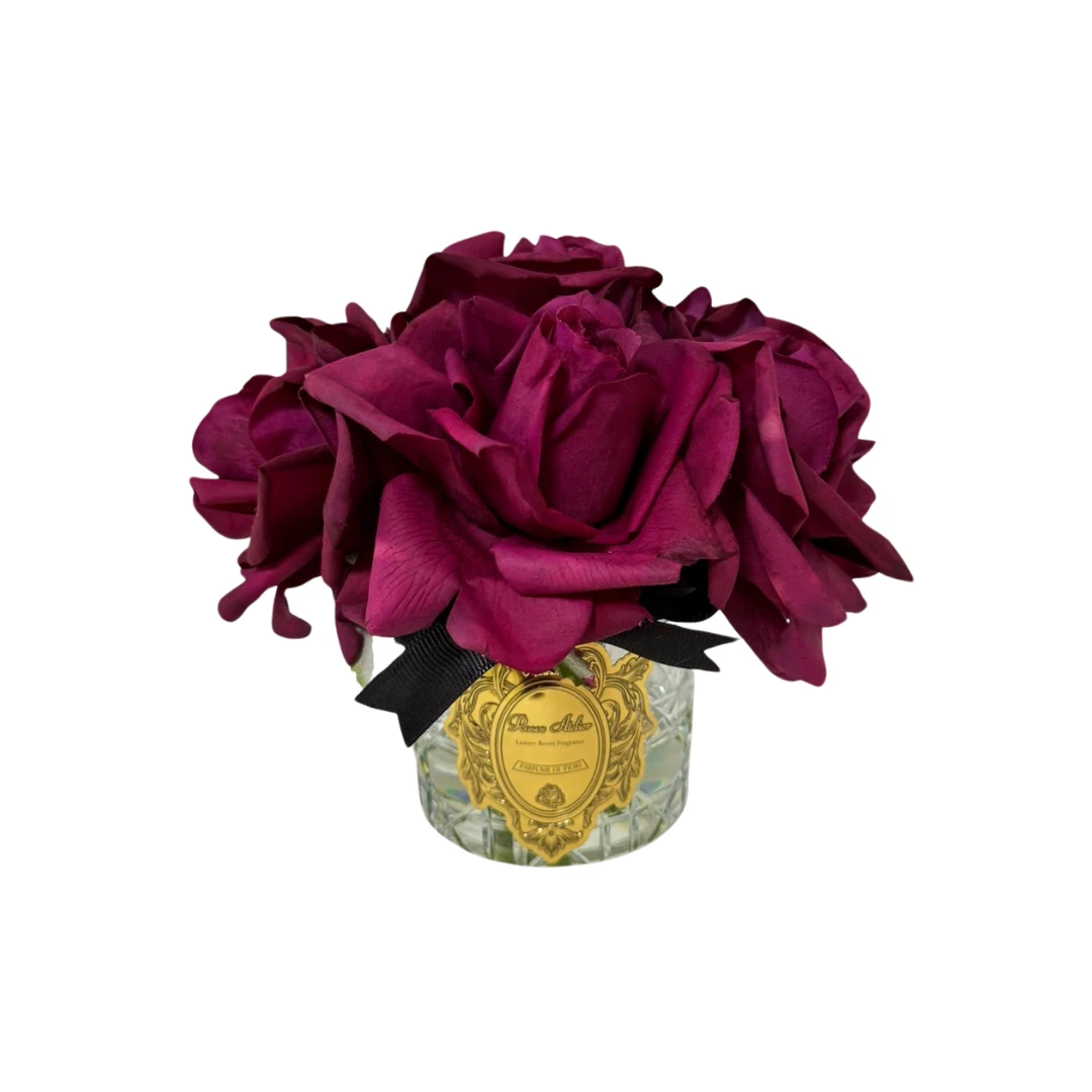 6 Gül Kristal Vazo Oda Kokusu - Bordo