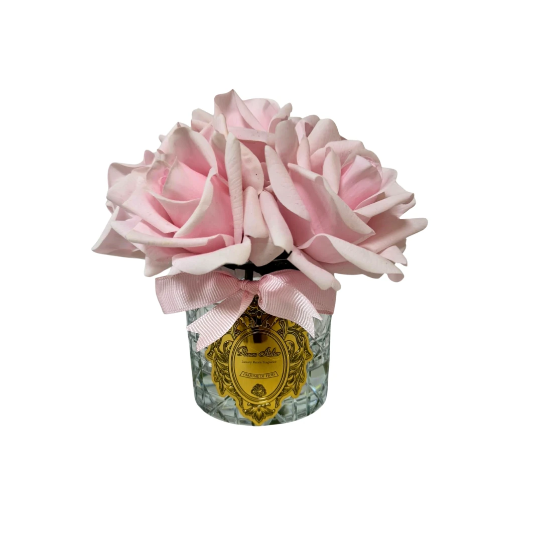 6 Gül Kristal Vazo Oda Kokusu - Pembe