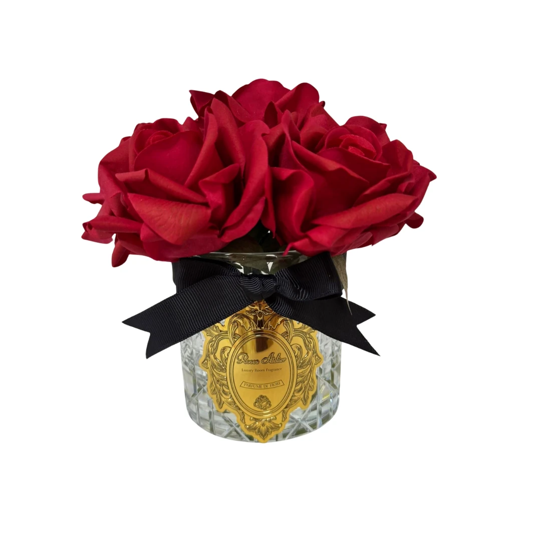 9 Güllü Kristal Vazo Oda Kokusu - Kırmızı