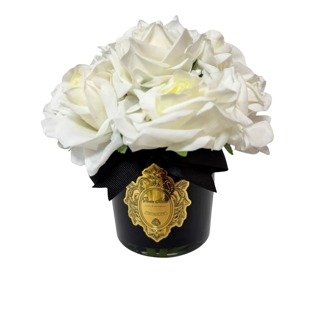 14 Gül Siyah Vazo Oda Kokusu - Beyaz