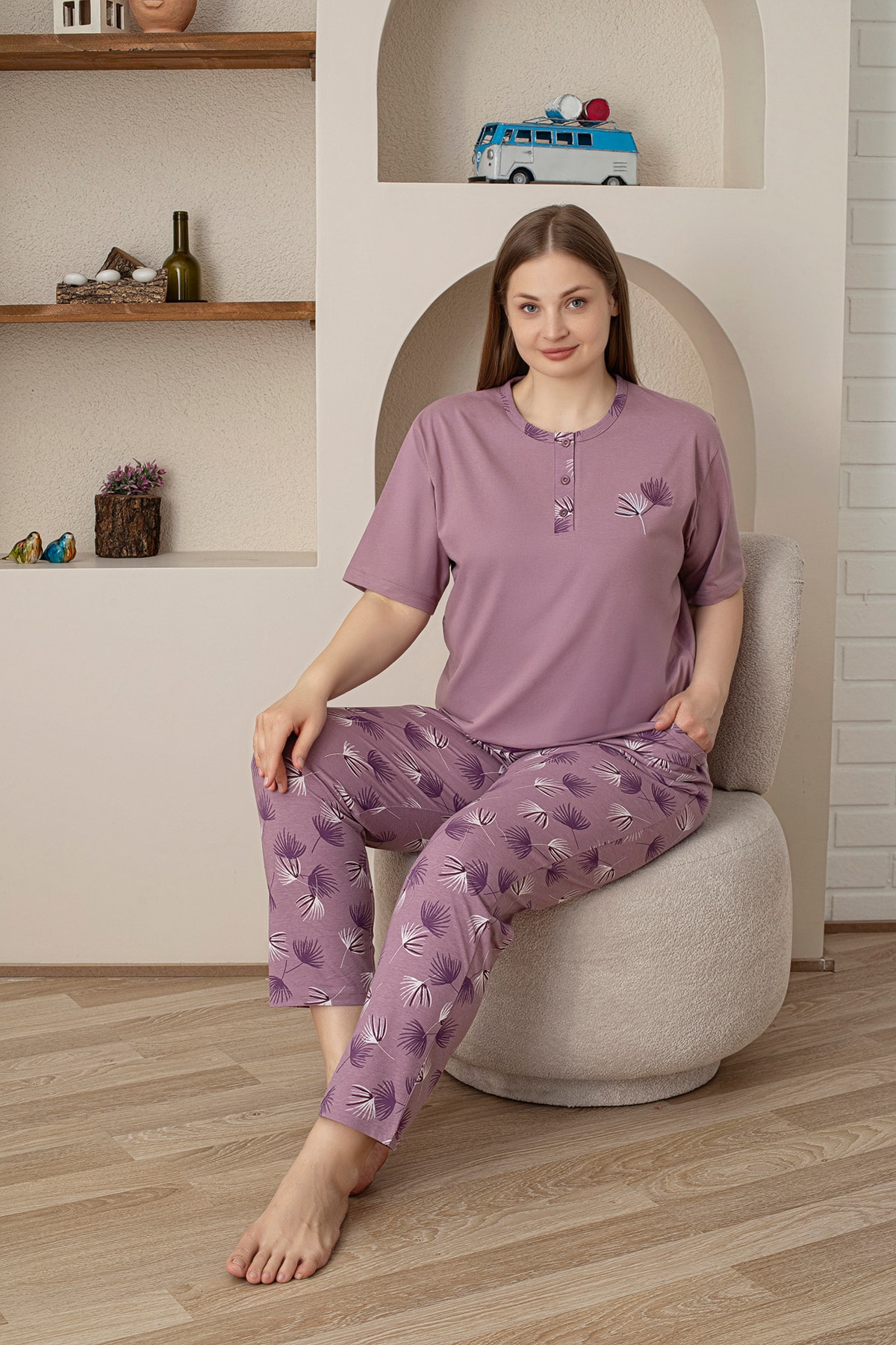 Büyük Beden Pamuklu Pijama Takımı