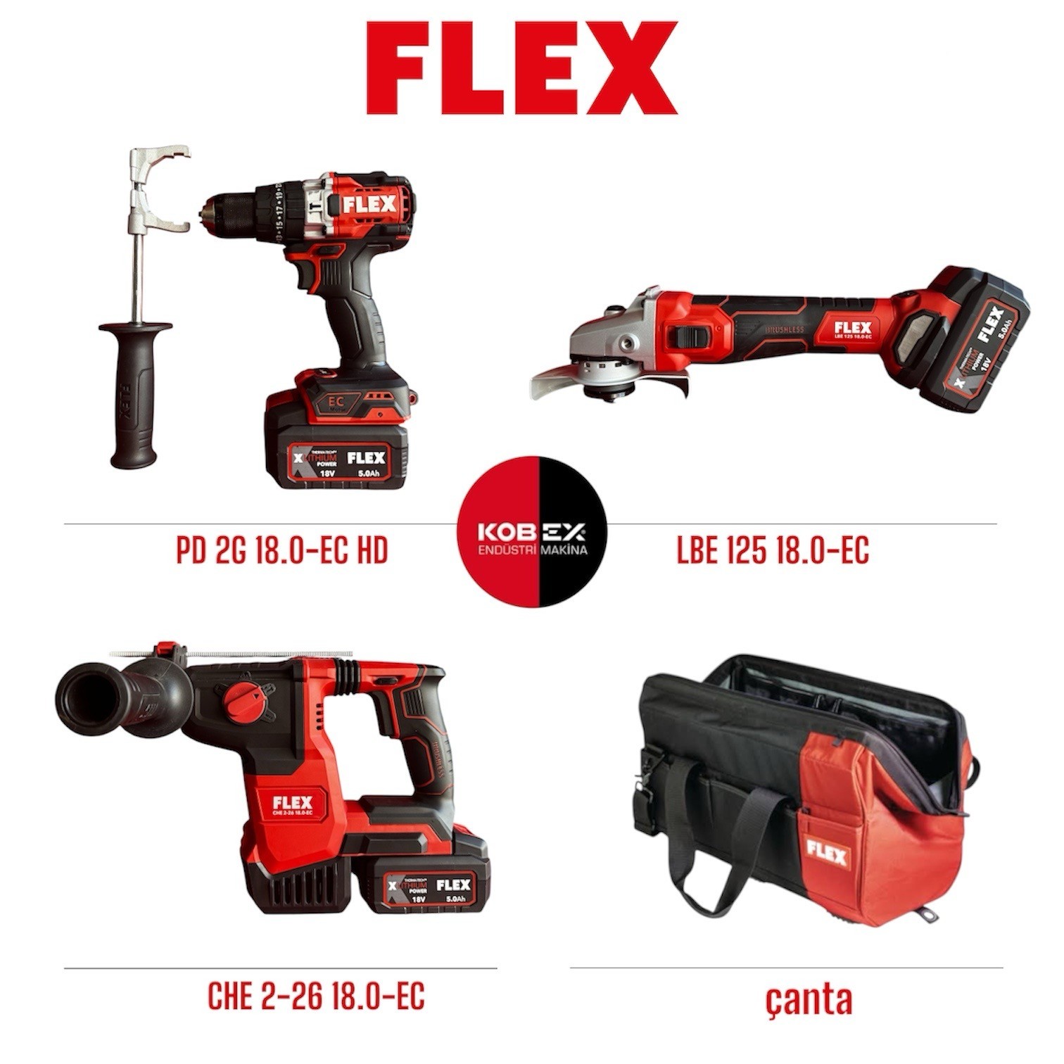 FLEX 3'LÜ SET MANDRENLİ VİDALAMA,KIRICI DELİCİ,TAŞLAMA MAKİNASI