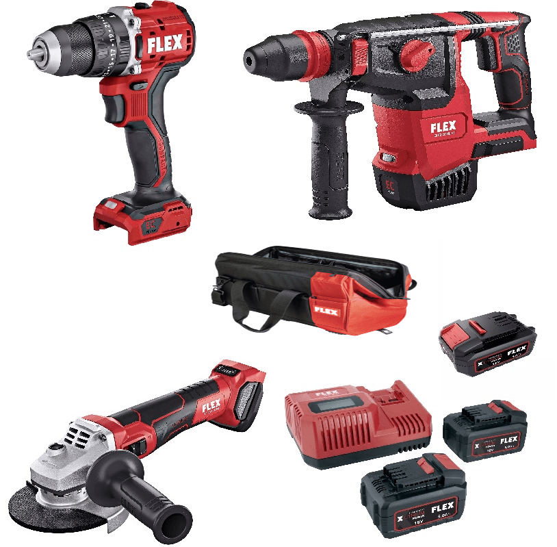 FLEX 3'LÜ SET MANDRENLİ VİDALAMA,KIRICI DELİCİ,TAŞLAMA MAKİNASI