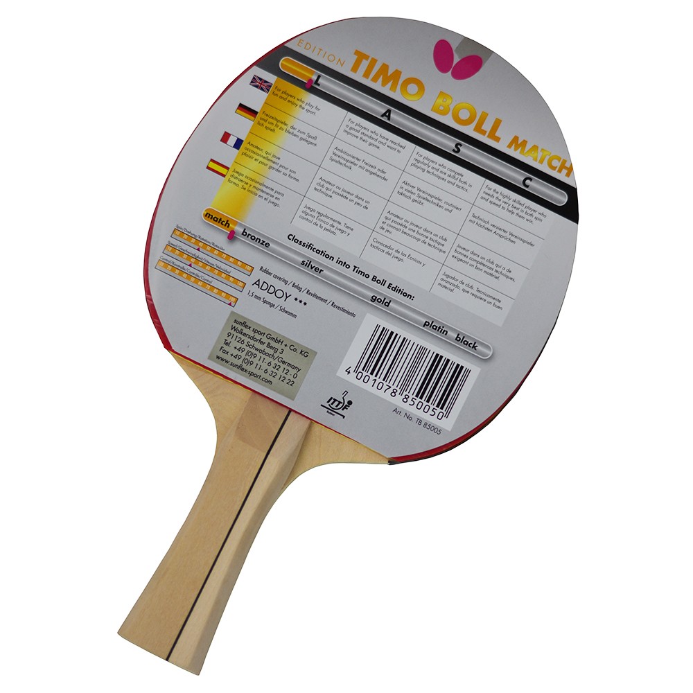 BUTTERFLY TIMO BOLL MATCH MASA TENİSİ RAKETİ (85005)