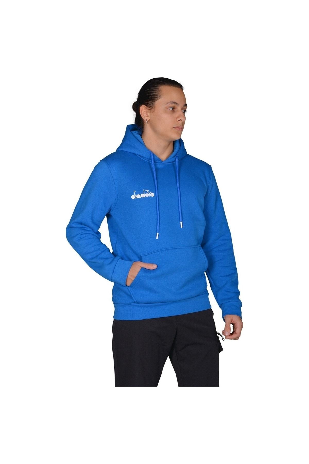 DIADORA Bergamo - Erkek Mavi Şardonlu Pamuklu Spor Sweatshirt