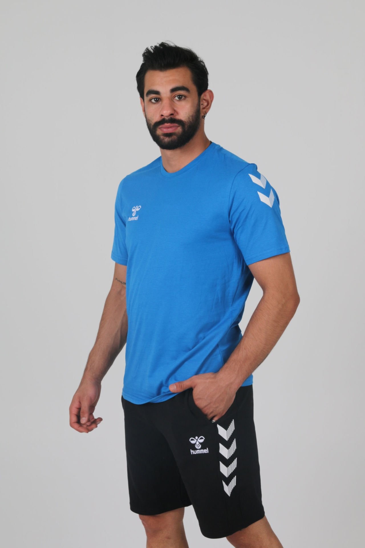 HUMMEL ARMİN PAMUKLU BİSİKLET YAKA TİŞÖRT MAVİ