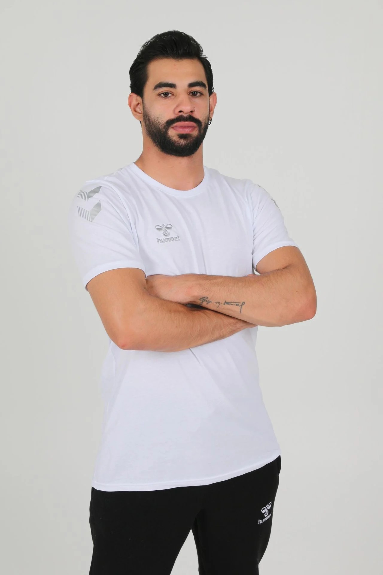 HUMMEL ARMİN PAMUKLU BİSİKLET YAKA TİŞÖRT BEYAZ