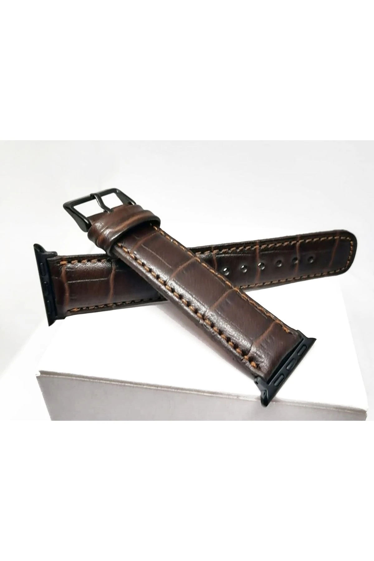 Akıllı saat Uyumlu Deri Saat Kordonu 32mm /38mm kahve siyah aparatlı