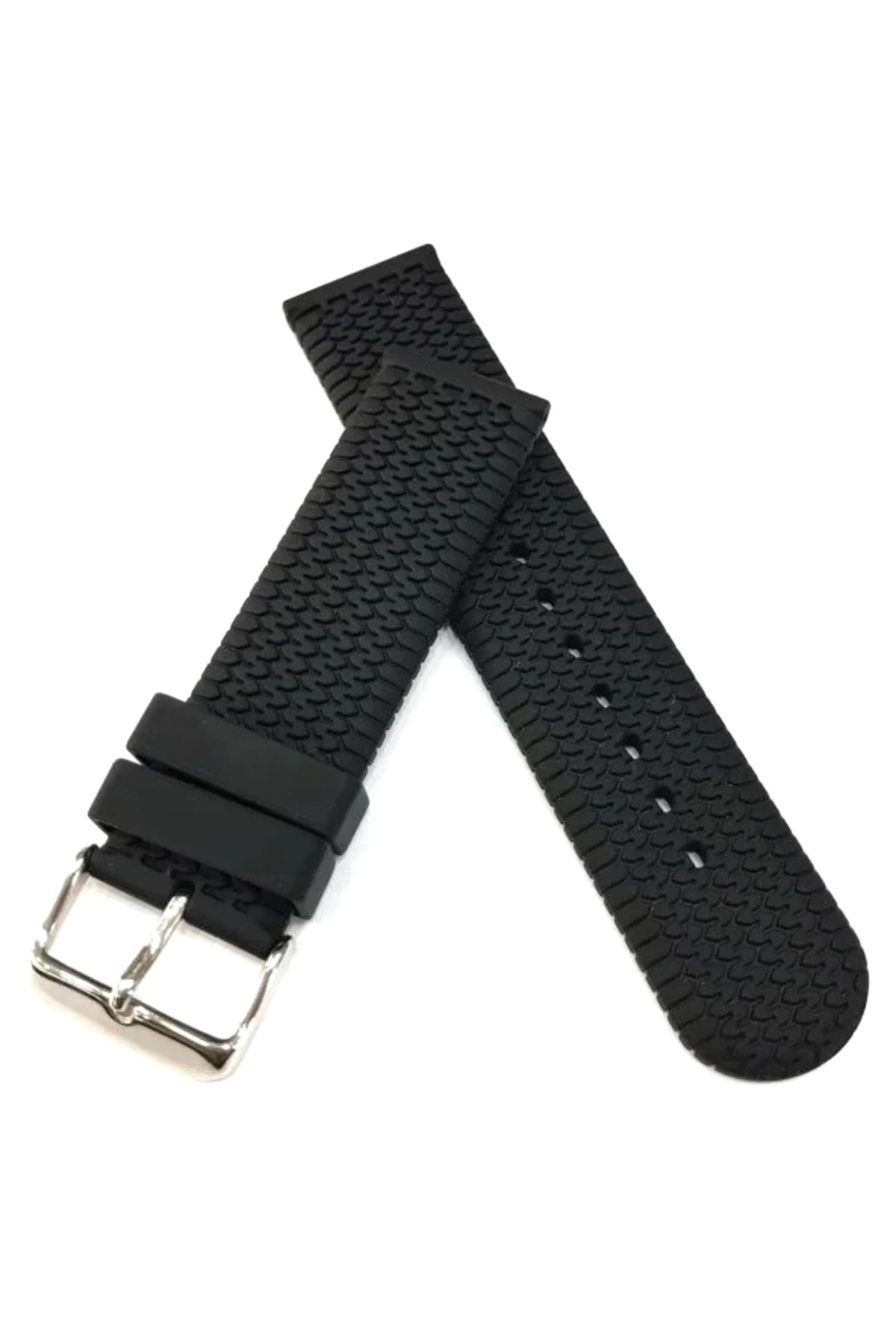 20 mm silikon Baskılı Desenli Saat Kordonu Kayışı siyah