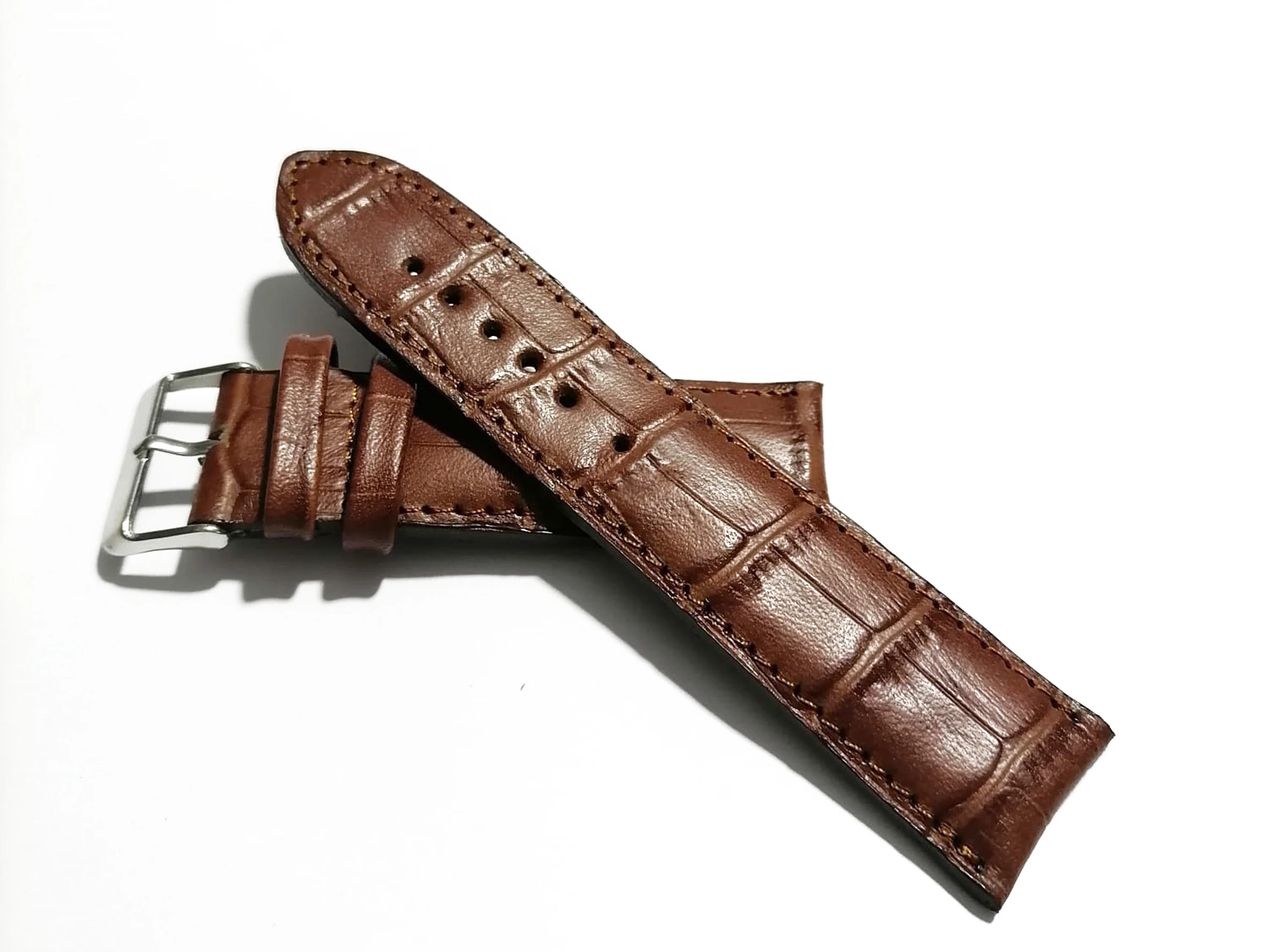 Fado&Her Saate Uyumlu Hakiki  Deri Saat  Kordonu  Kahverengi  24  mm  (303)