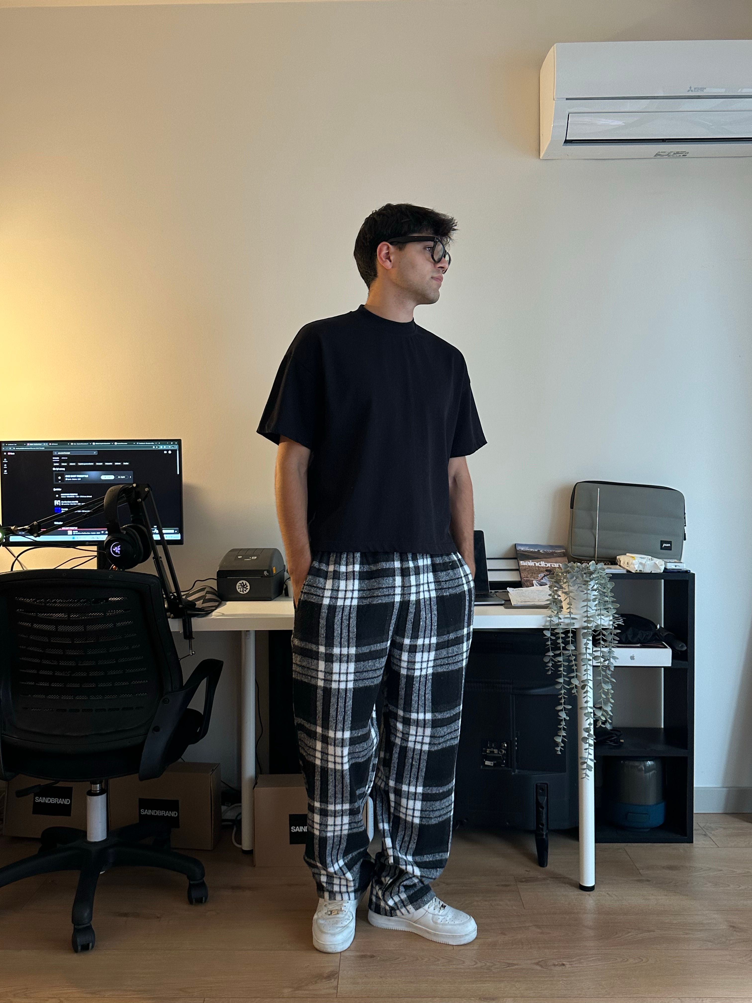 Siyah Beyaz Ekose Pijama Altı 