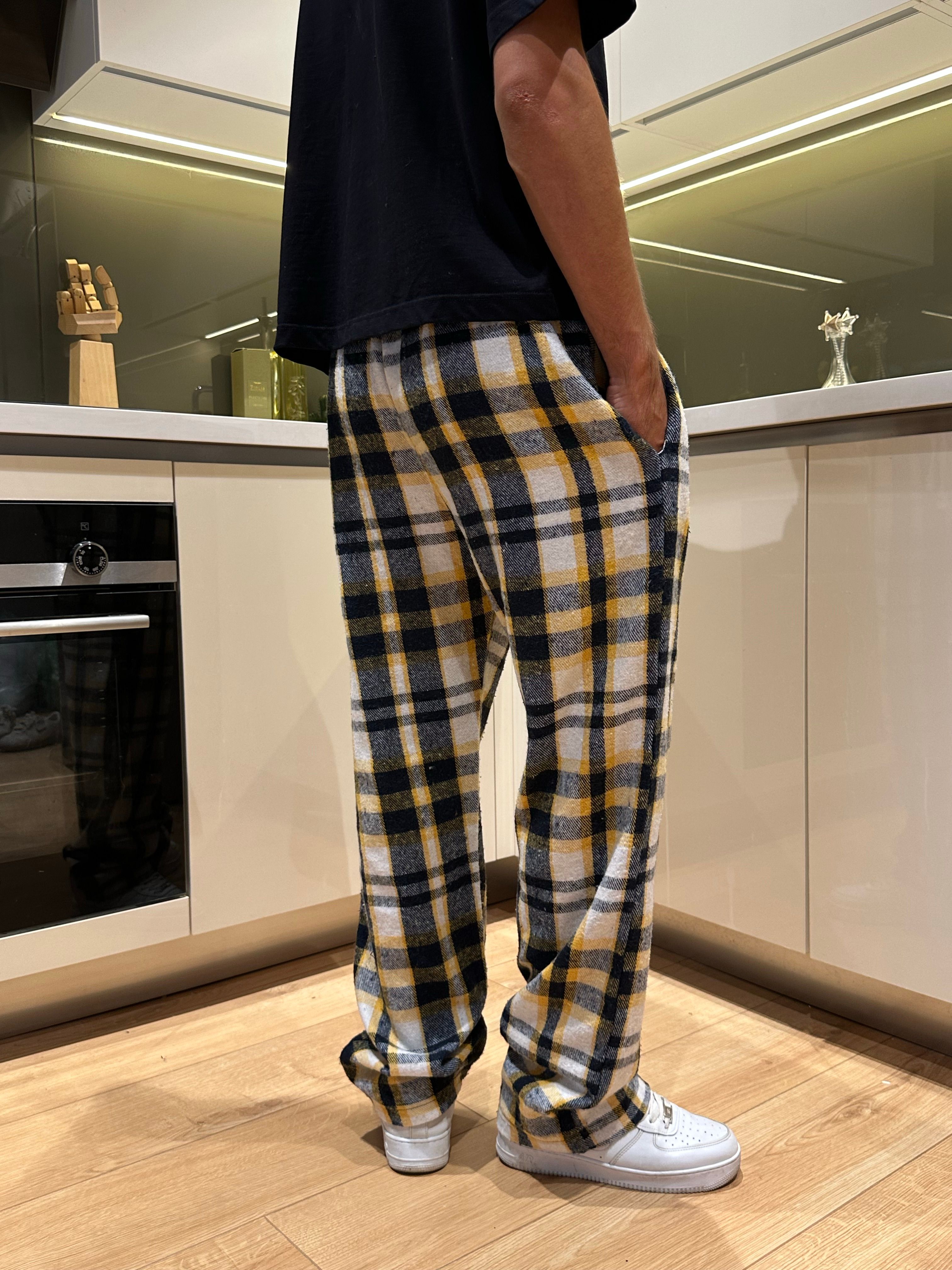 Sarı Siyah Ekose Pijama Altı