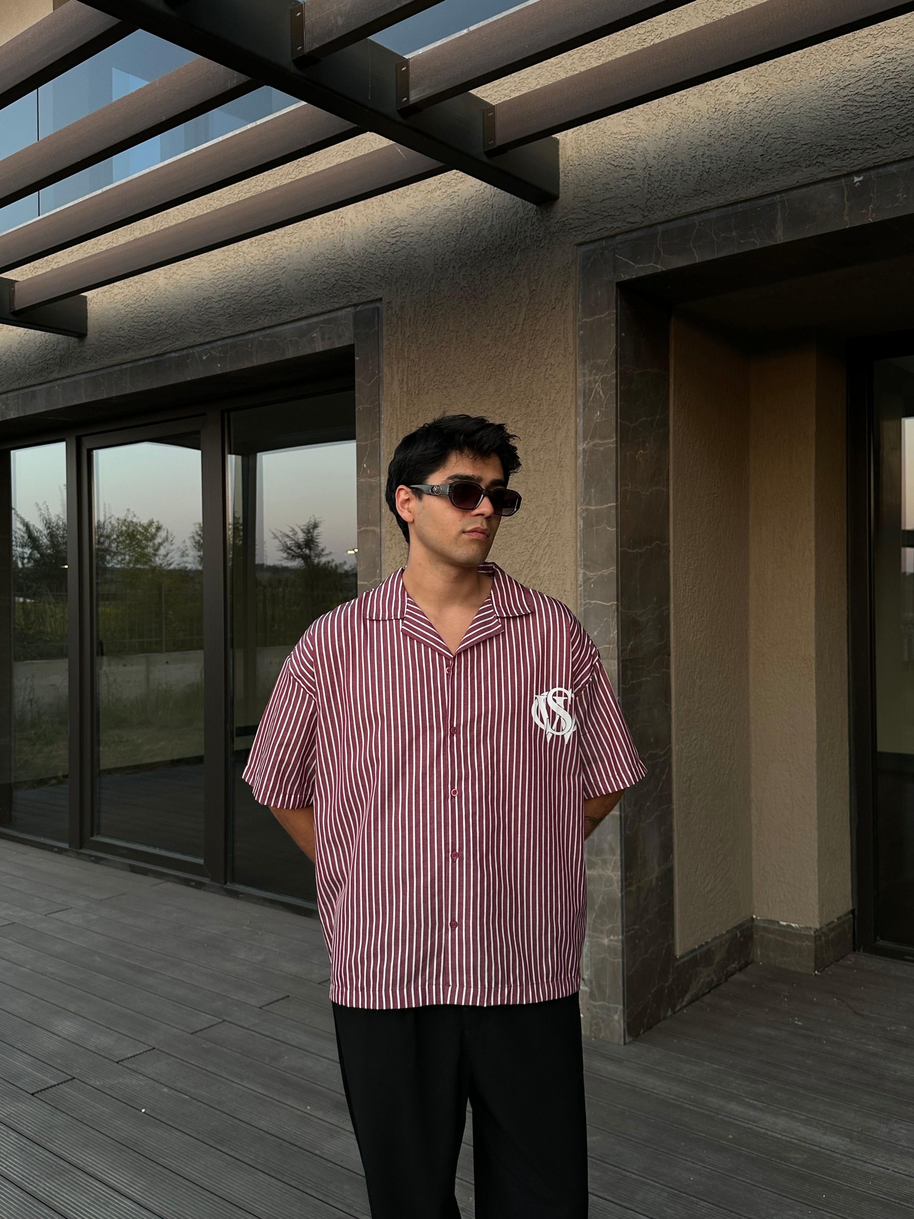 Sumwon Athl. Baskılı Oversize Gömlek - Bordo