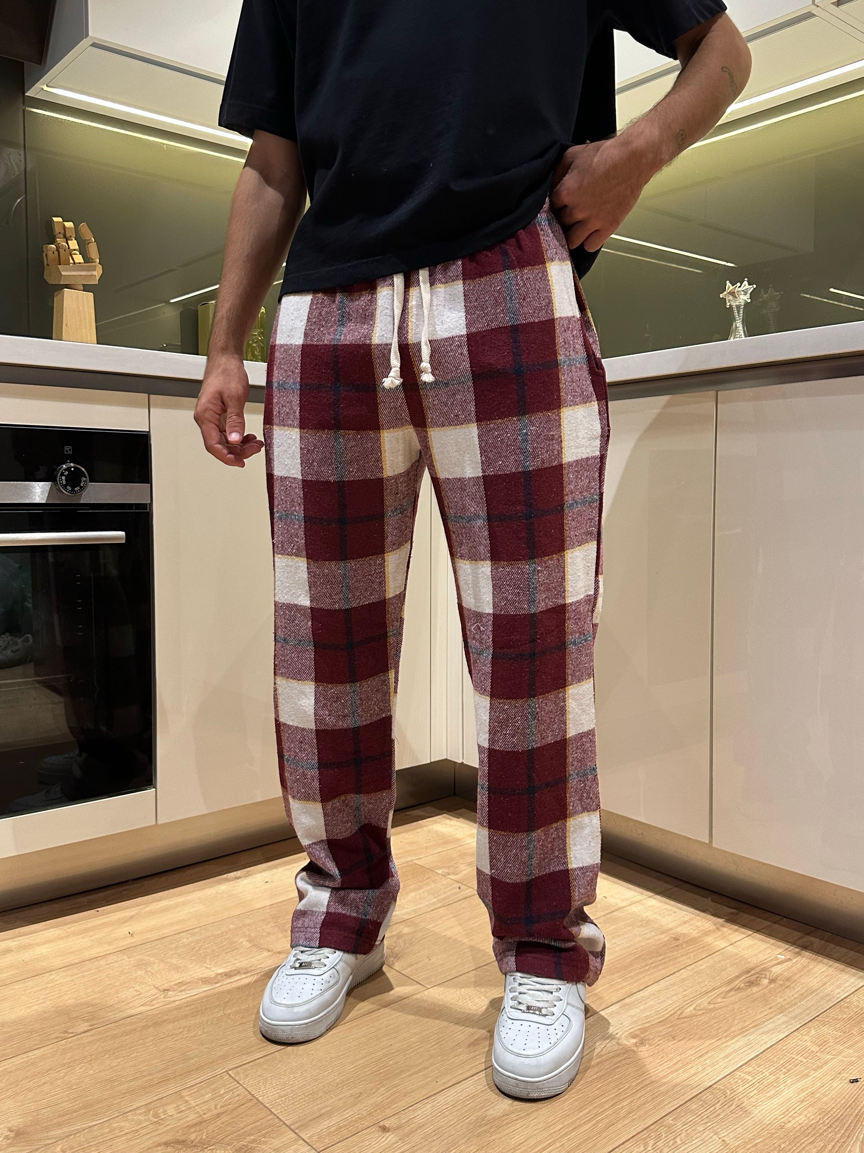 Kırmızı Beyaz Ekose Pijama Altı