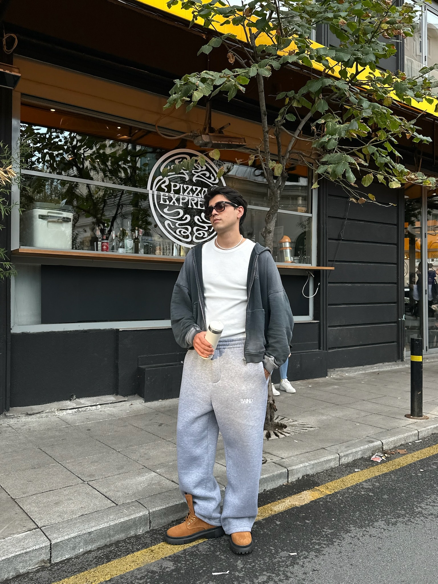 SAIND Nakışlı Premium Ayarlanabilir Paça Eşofman Altı  - Gri