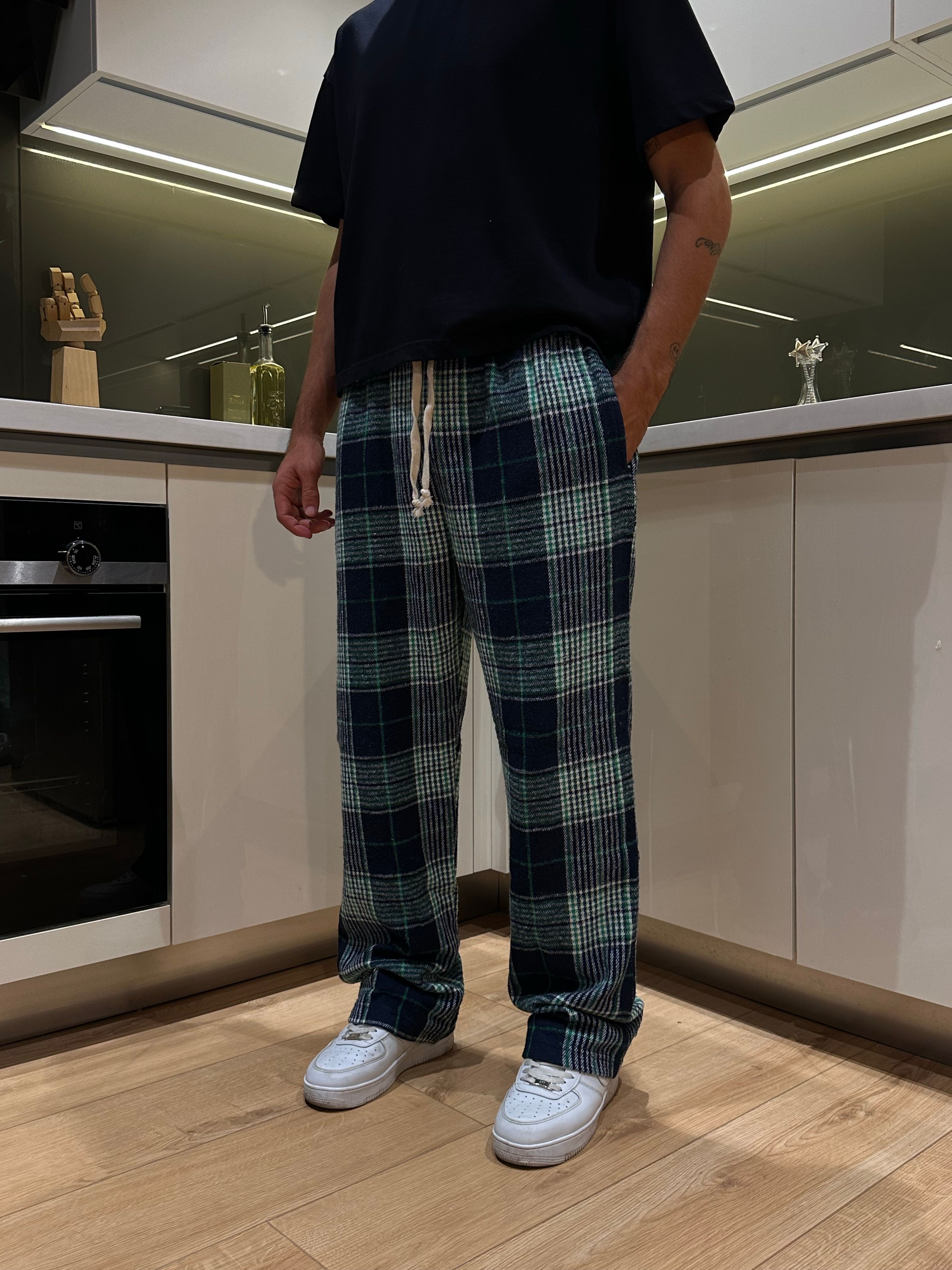Yeşil Mavi Ekose Pijama Altı