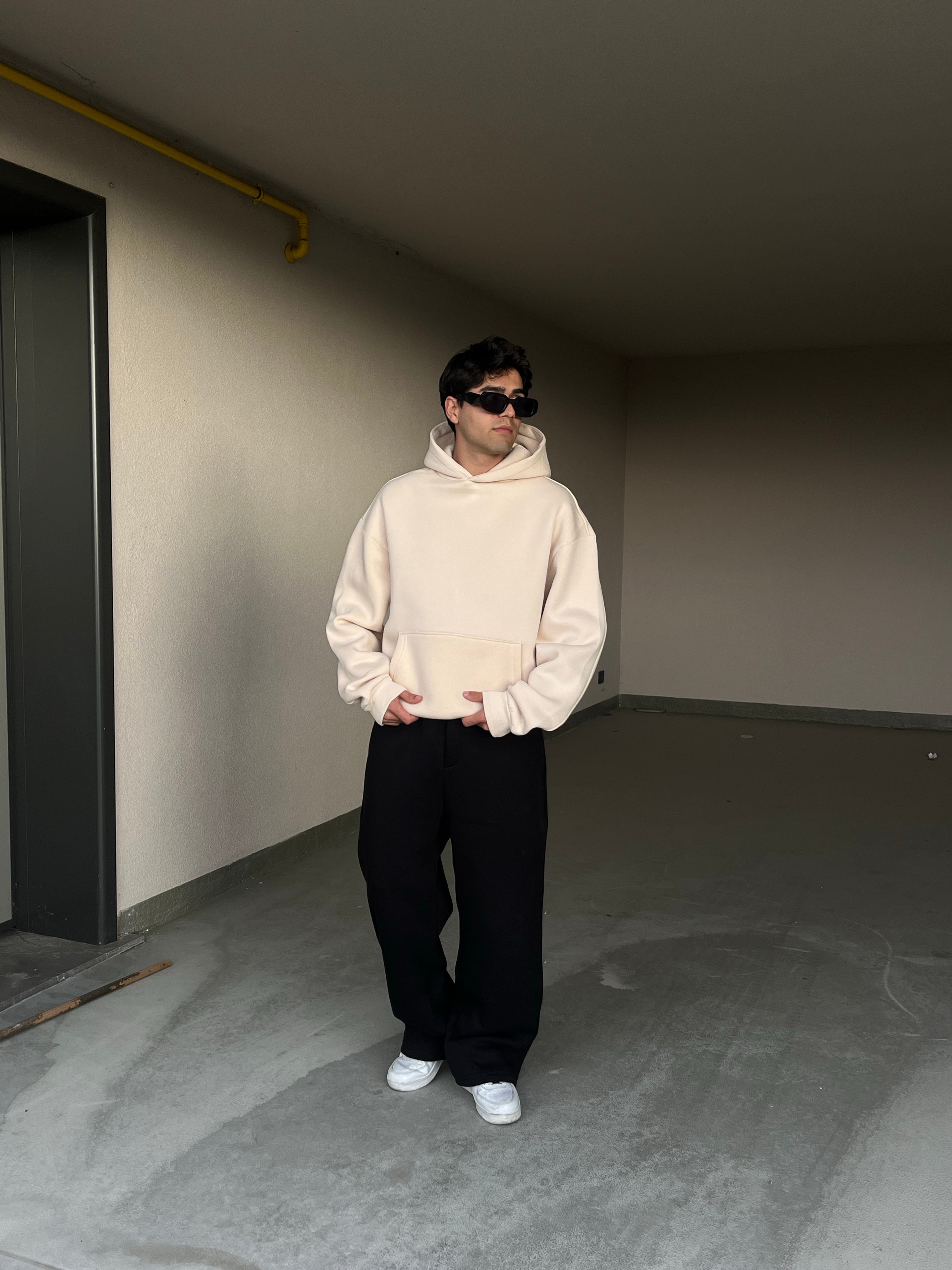 Basic Oversize Krem Sweatshirt