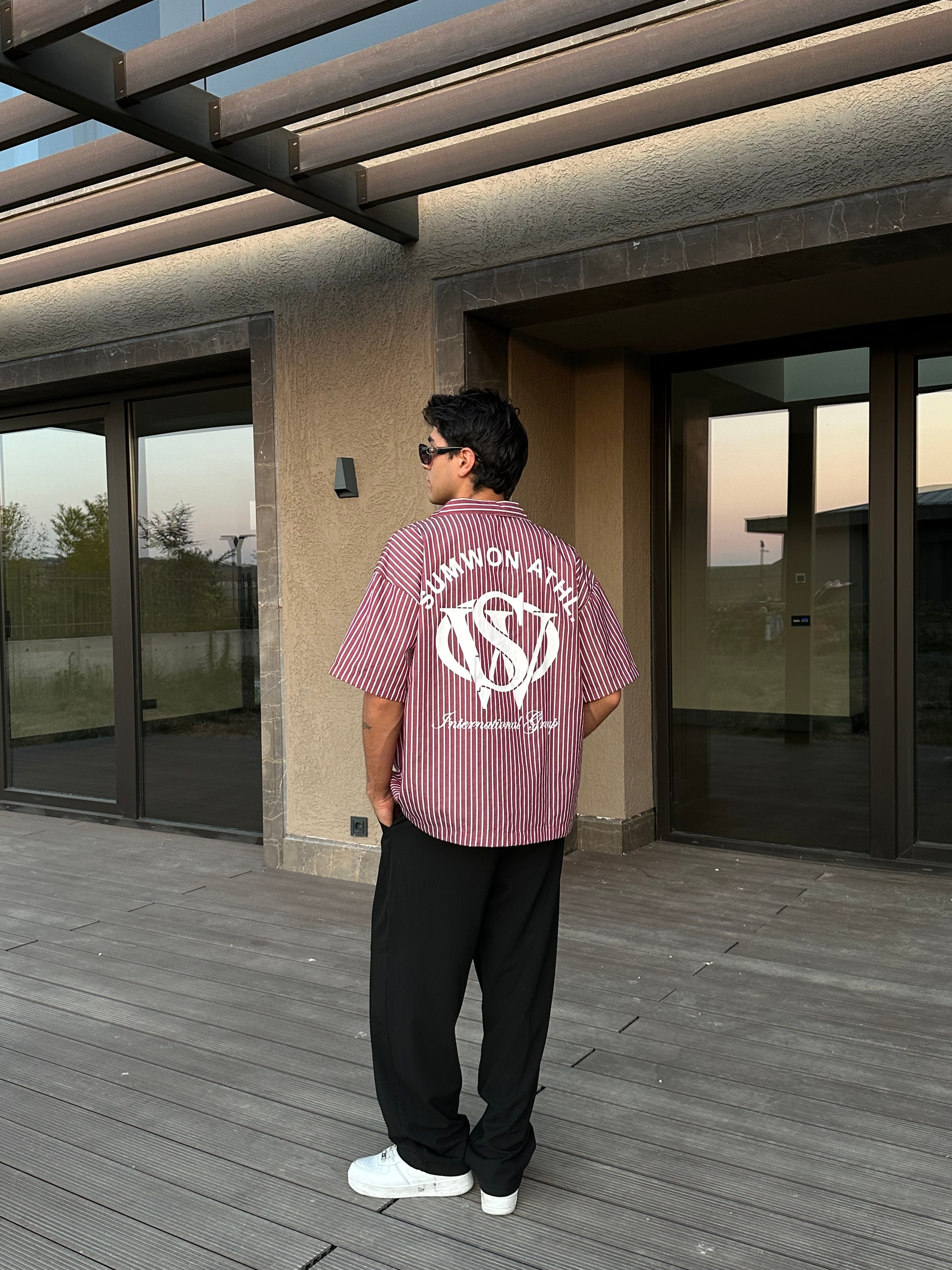 Sumwon Athl. Baskılı Oversize Gömlek - Bordo