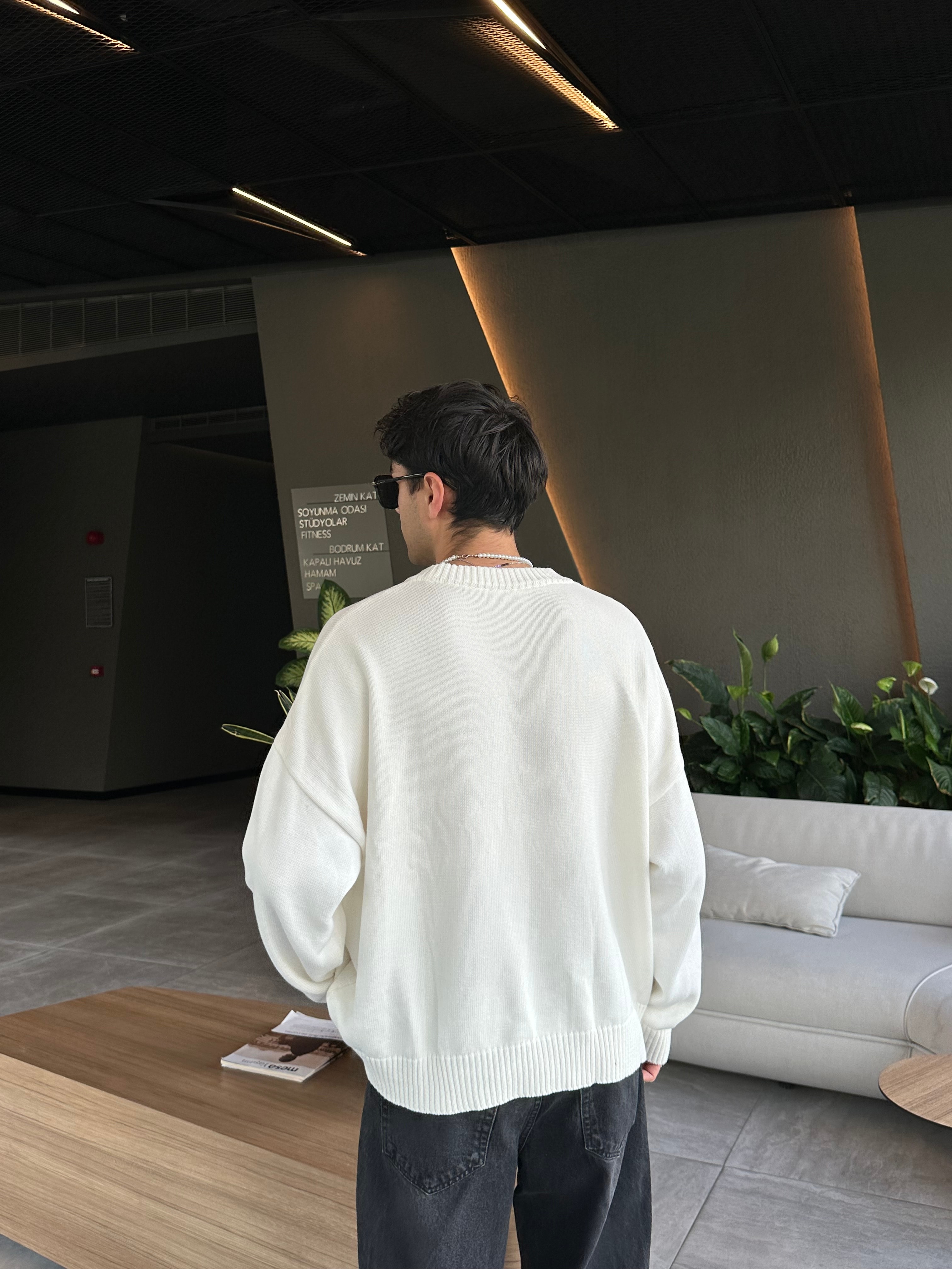 Premium Boxy Fit Krem Triko Kazak