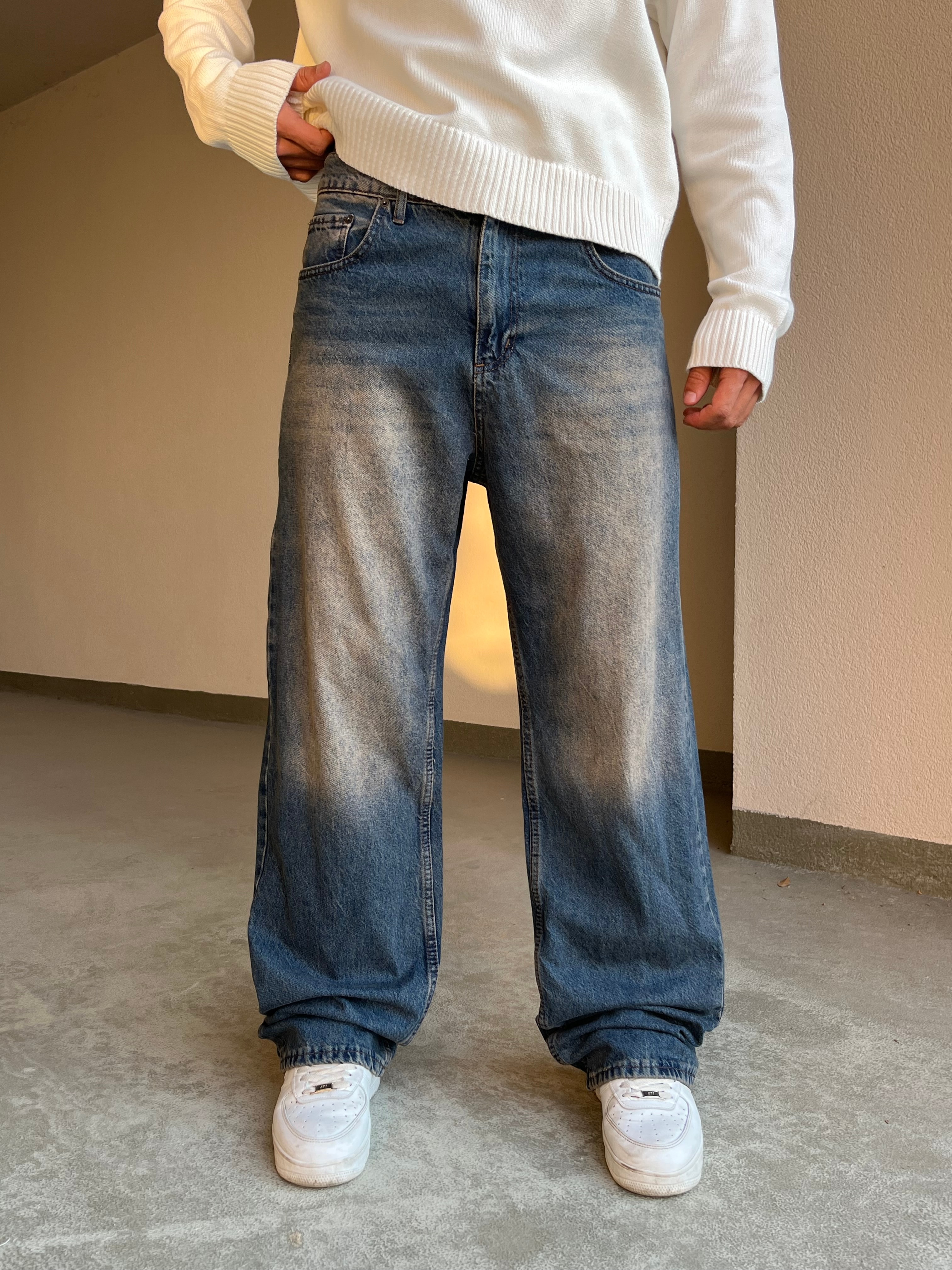 Acid Wash Baggy Pantolon