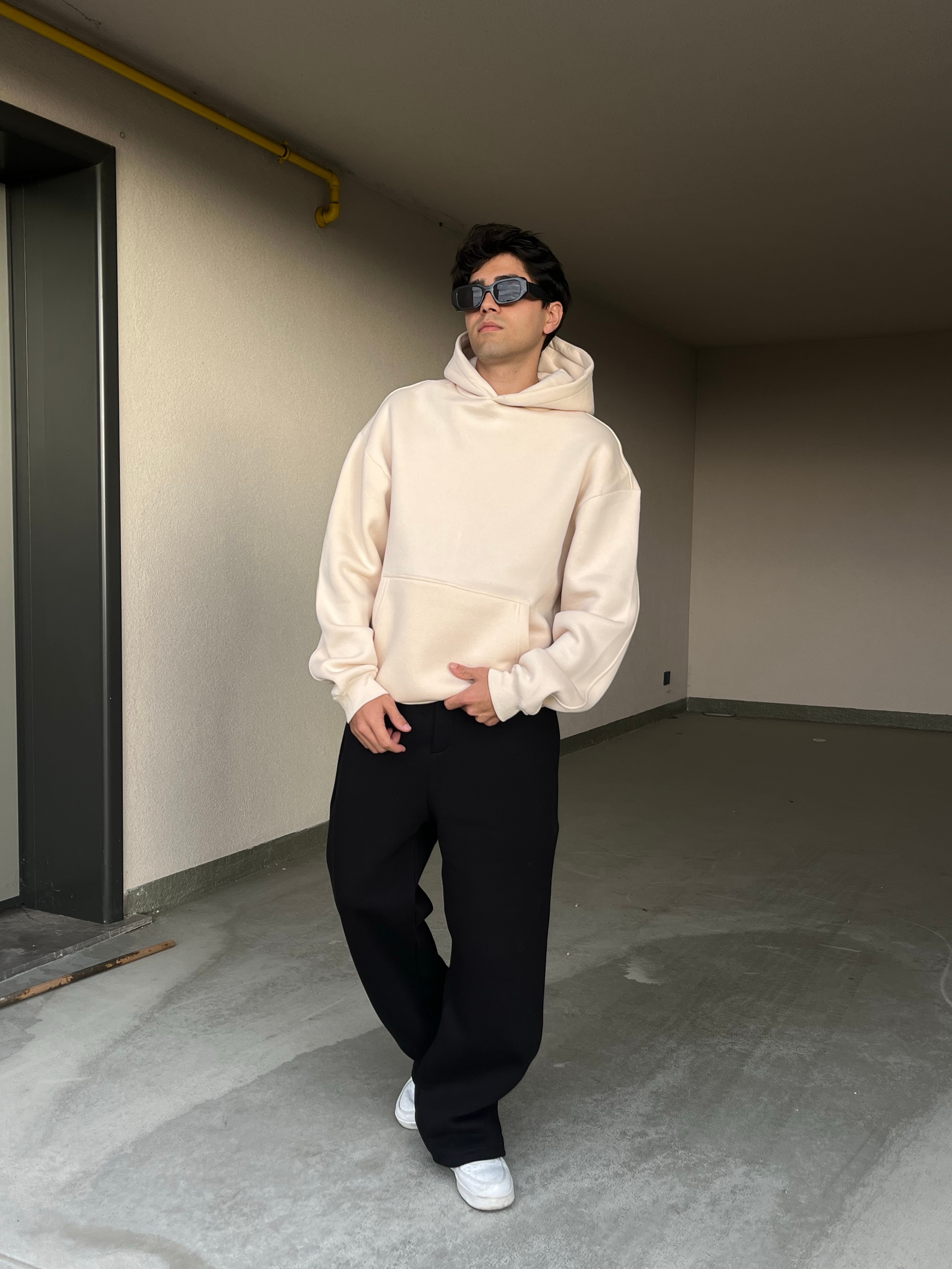 Basic Oversize Krem Sweatshirt