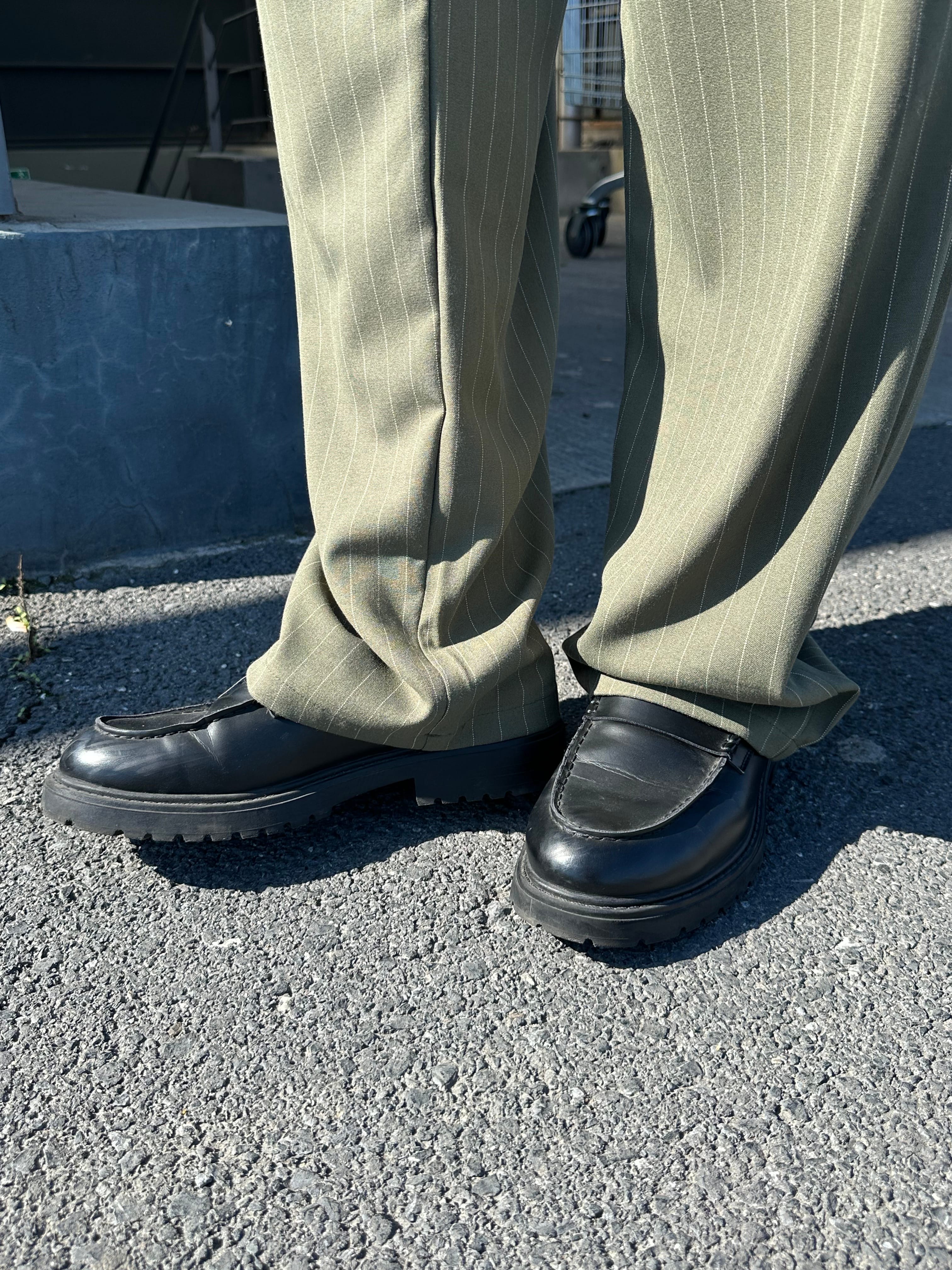 Premium Çizgili Baggy Kumaş Pantolon 