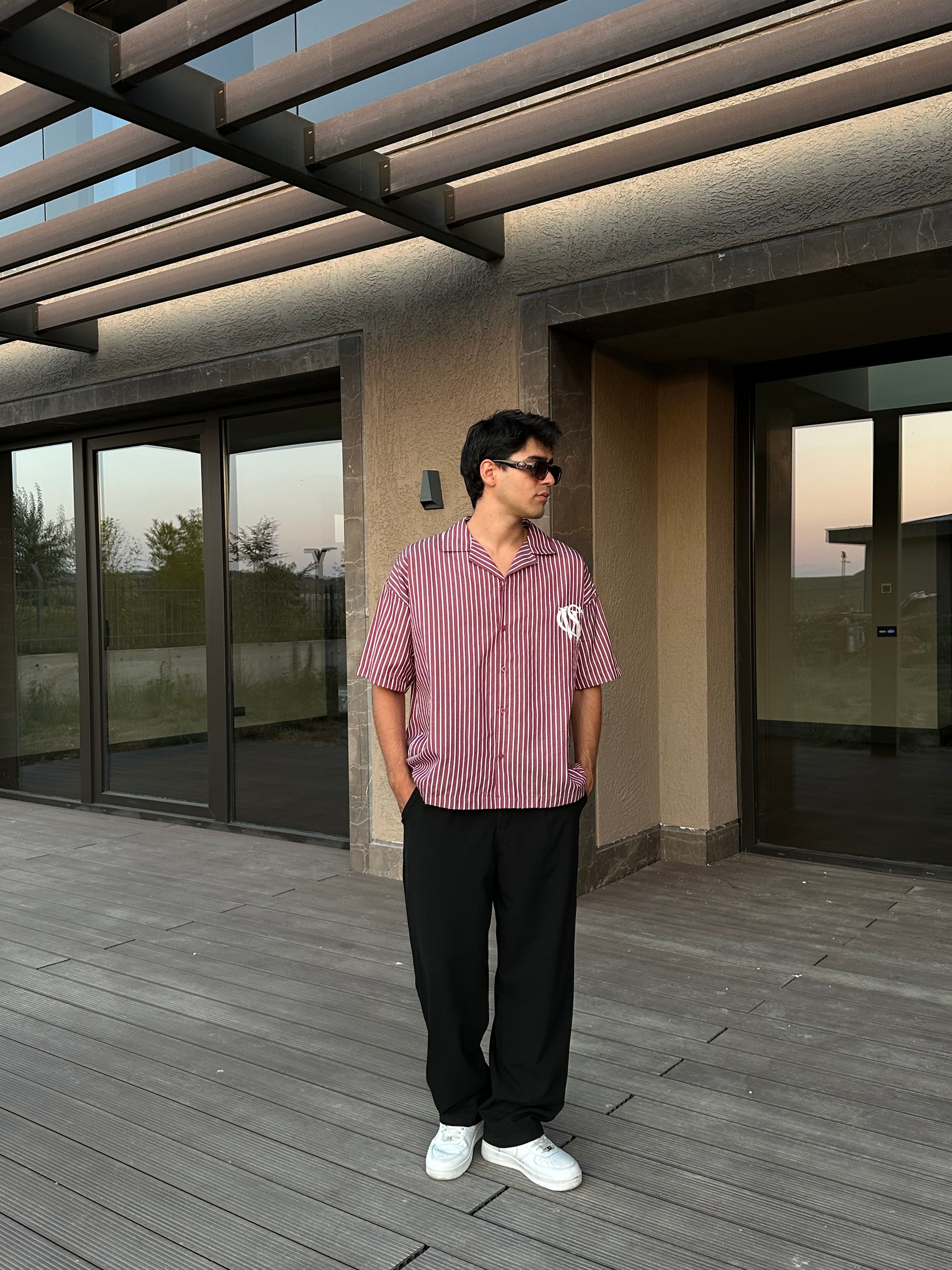 Sumwon Athl. Baskılı Oversize Gömlek - Bordo