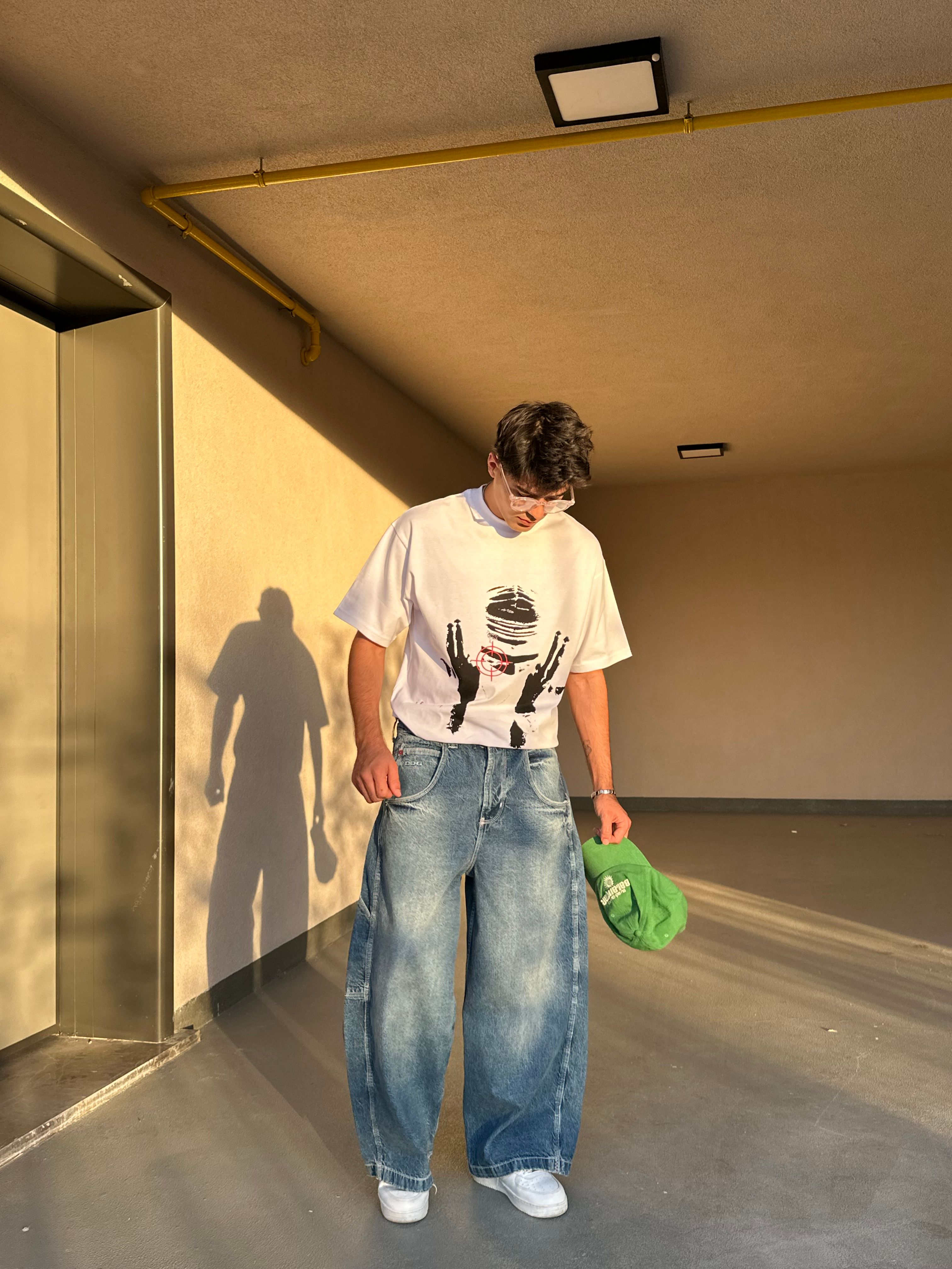 Yıkamalı Mavi Baggy Skate Pantolon