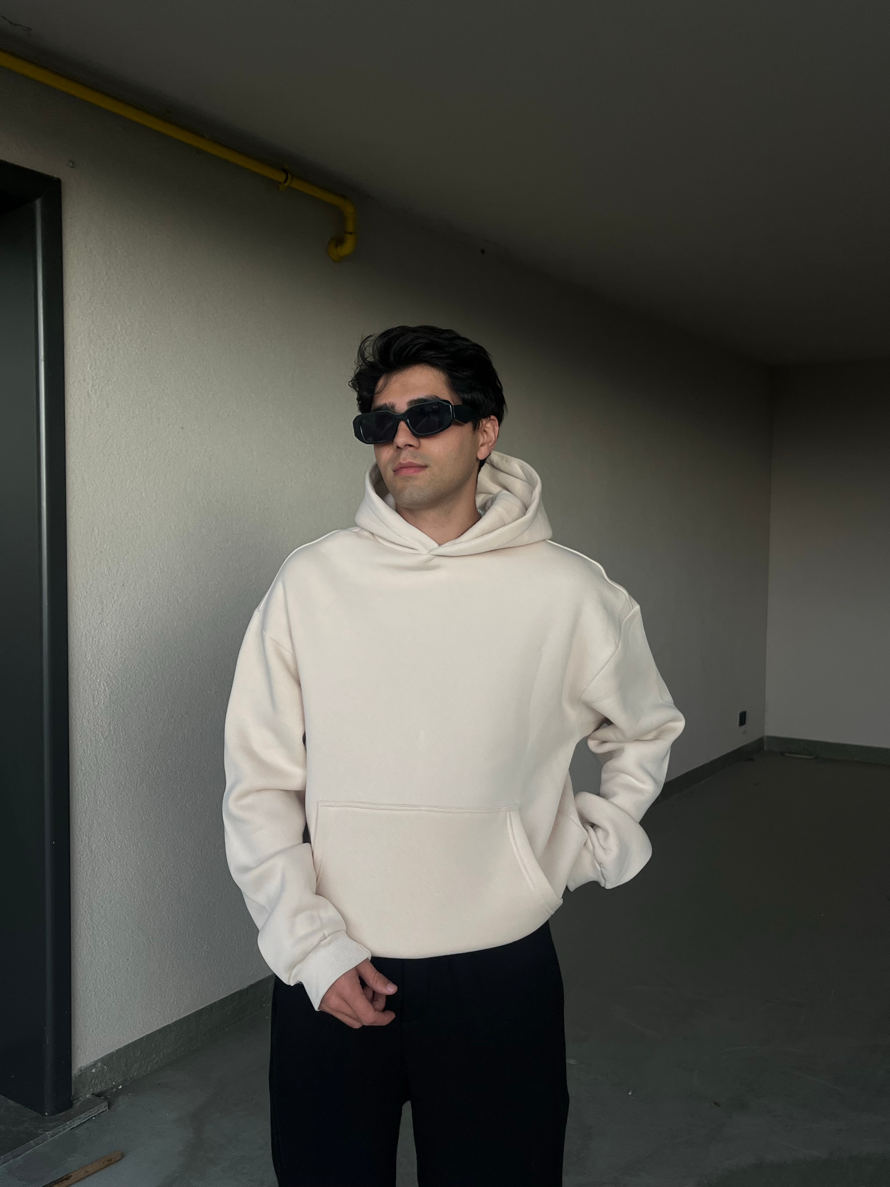 Basic Oversize Krem Sweatshirt