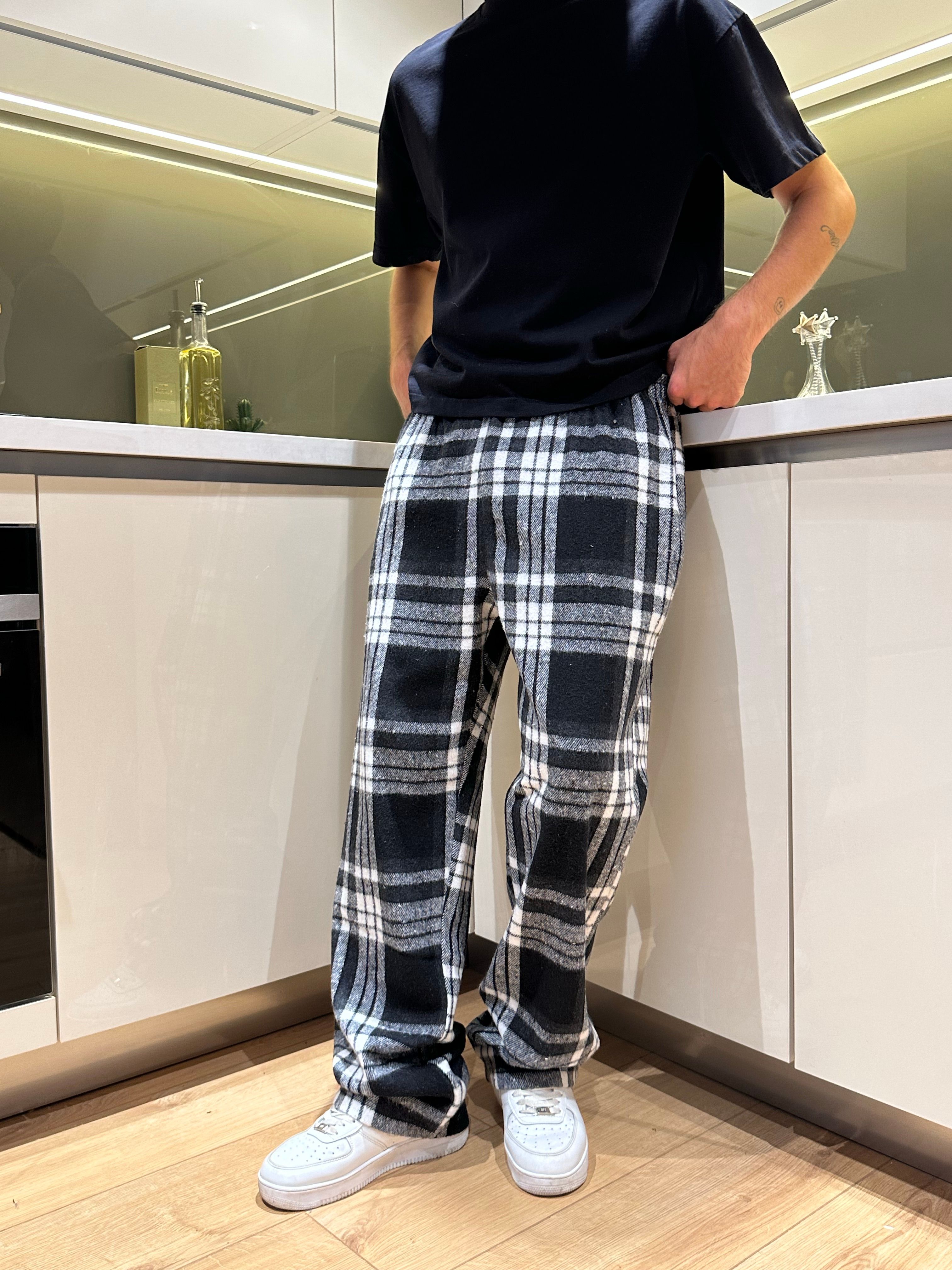 Siyah Beyaz Ekose Pijama Altı 