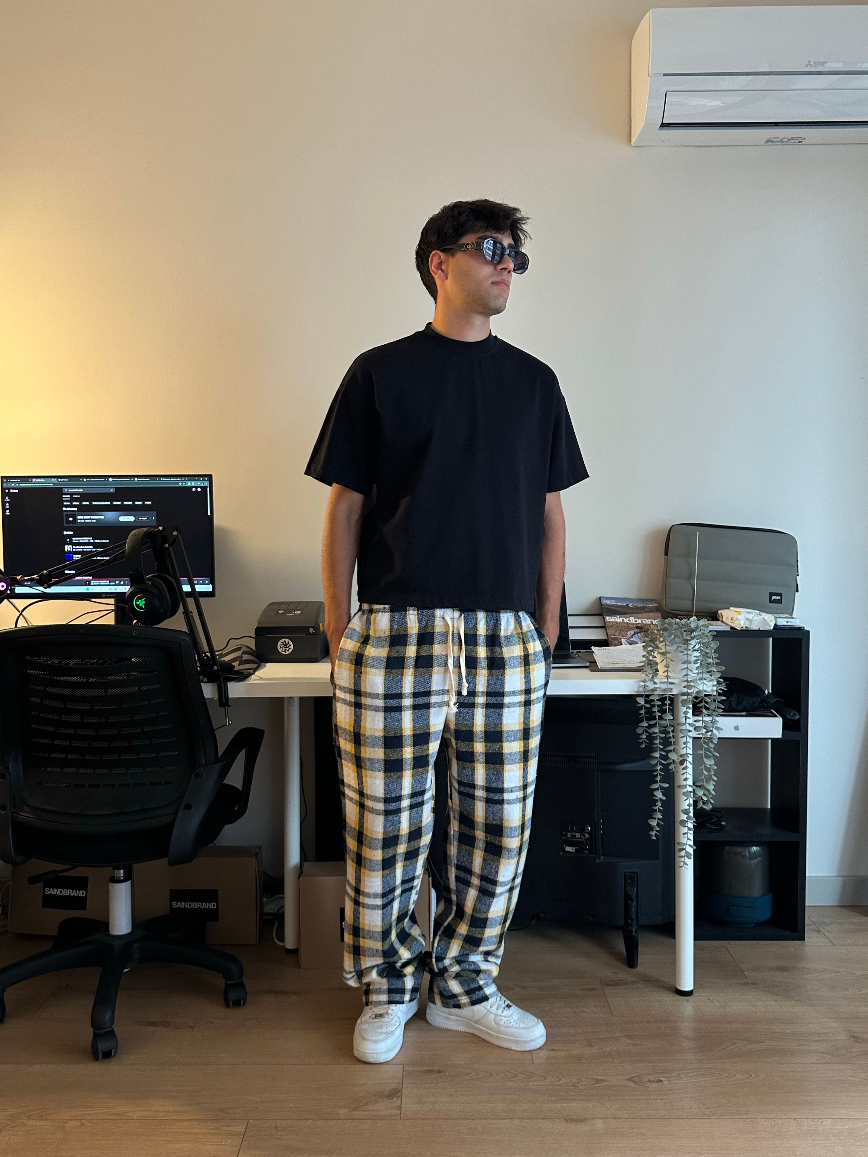 Sarı Siyah Ekose Pijama Altı