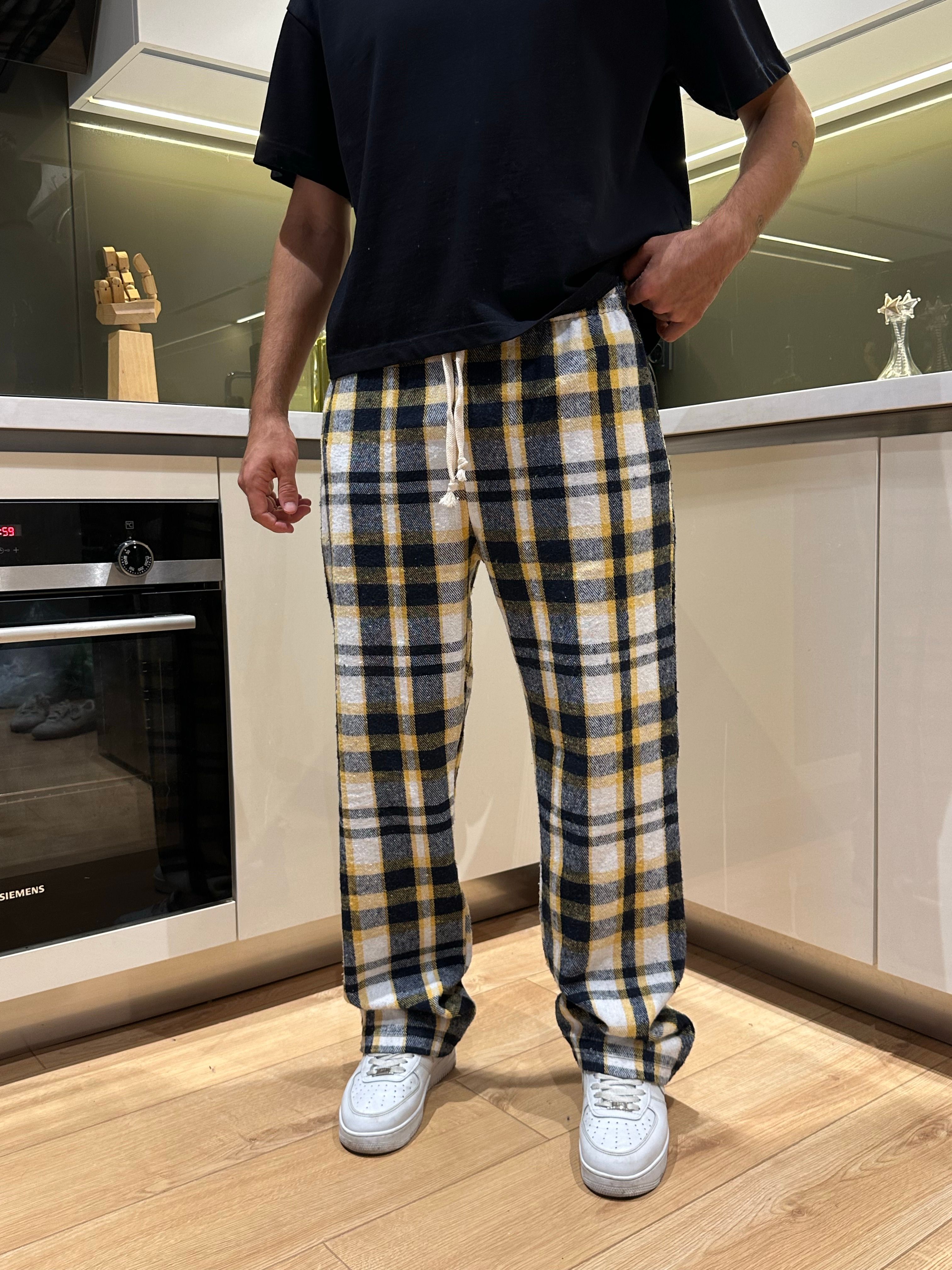 Sarı Siyah Ekose Pijama Altı