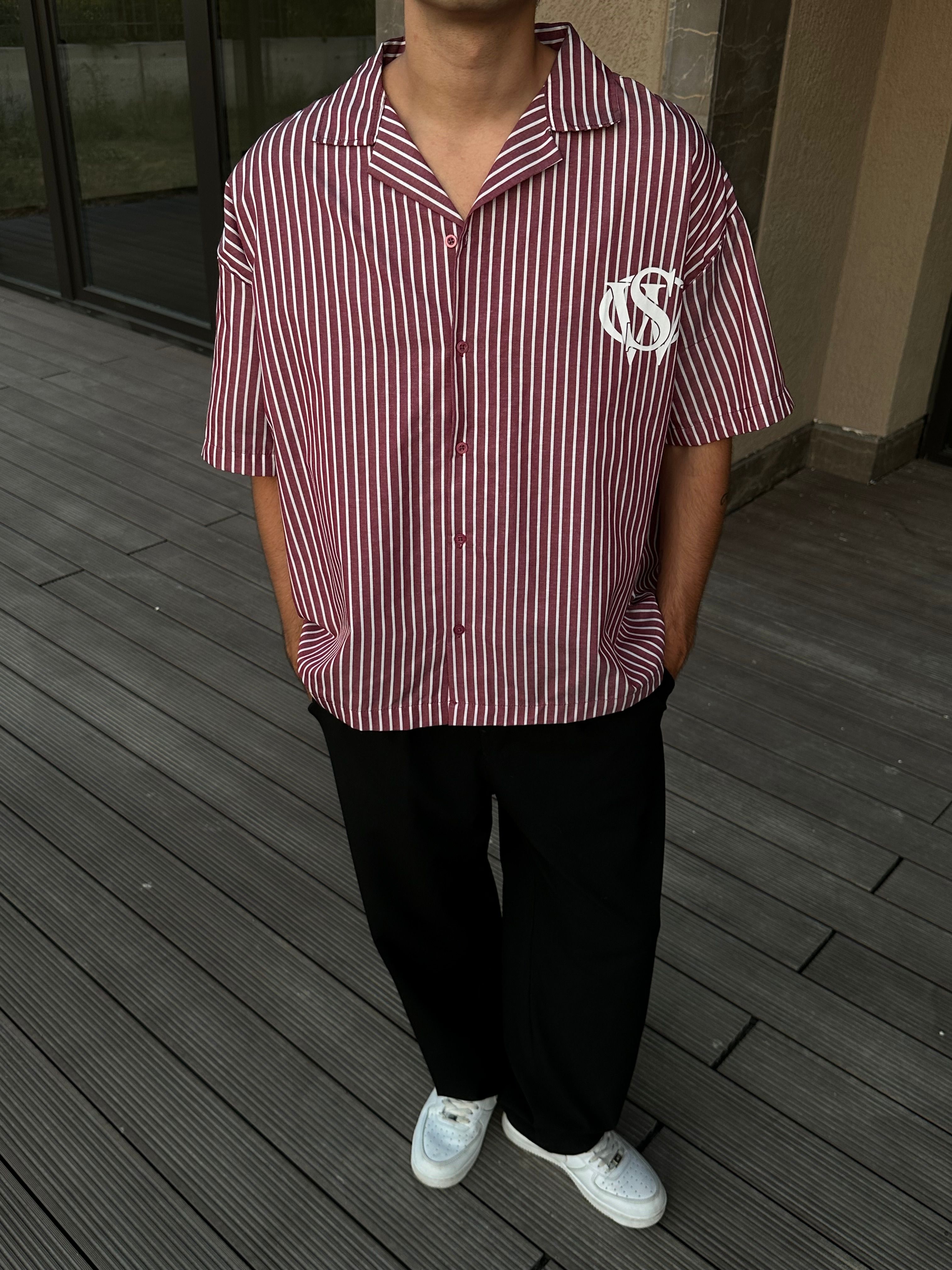 Sumwon Athl. Baskılı Oversize Gömlek - Bordo