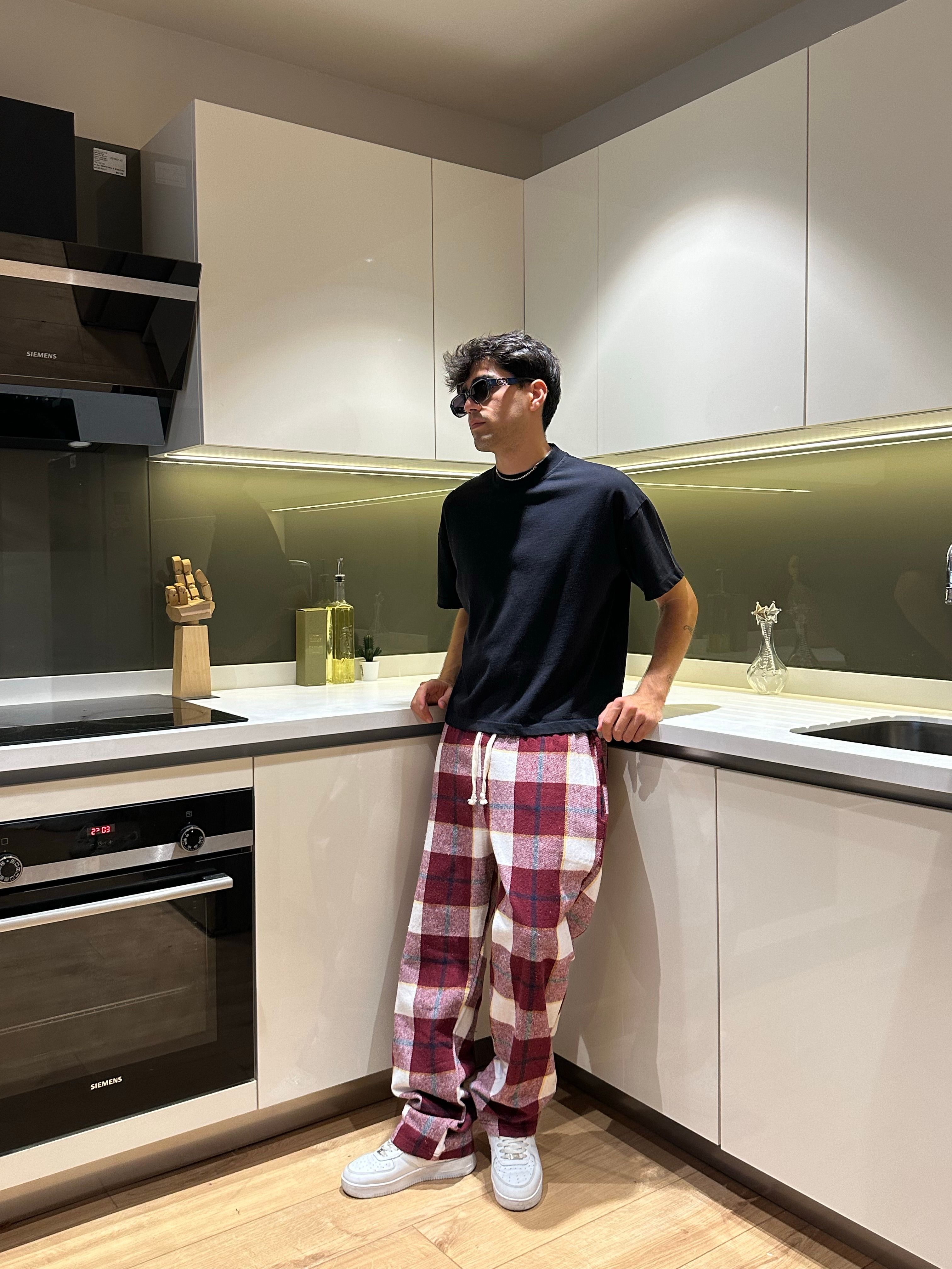Kırmızı Beyaz Ekose Pijama Altı