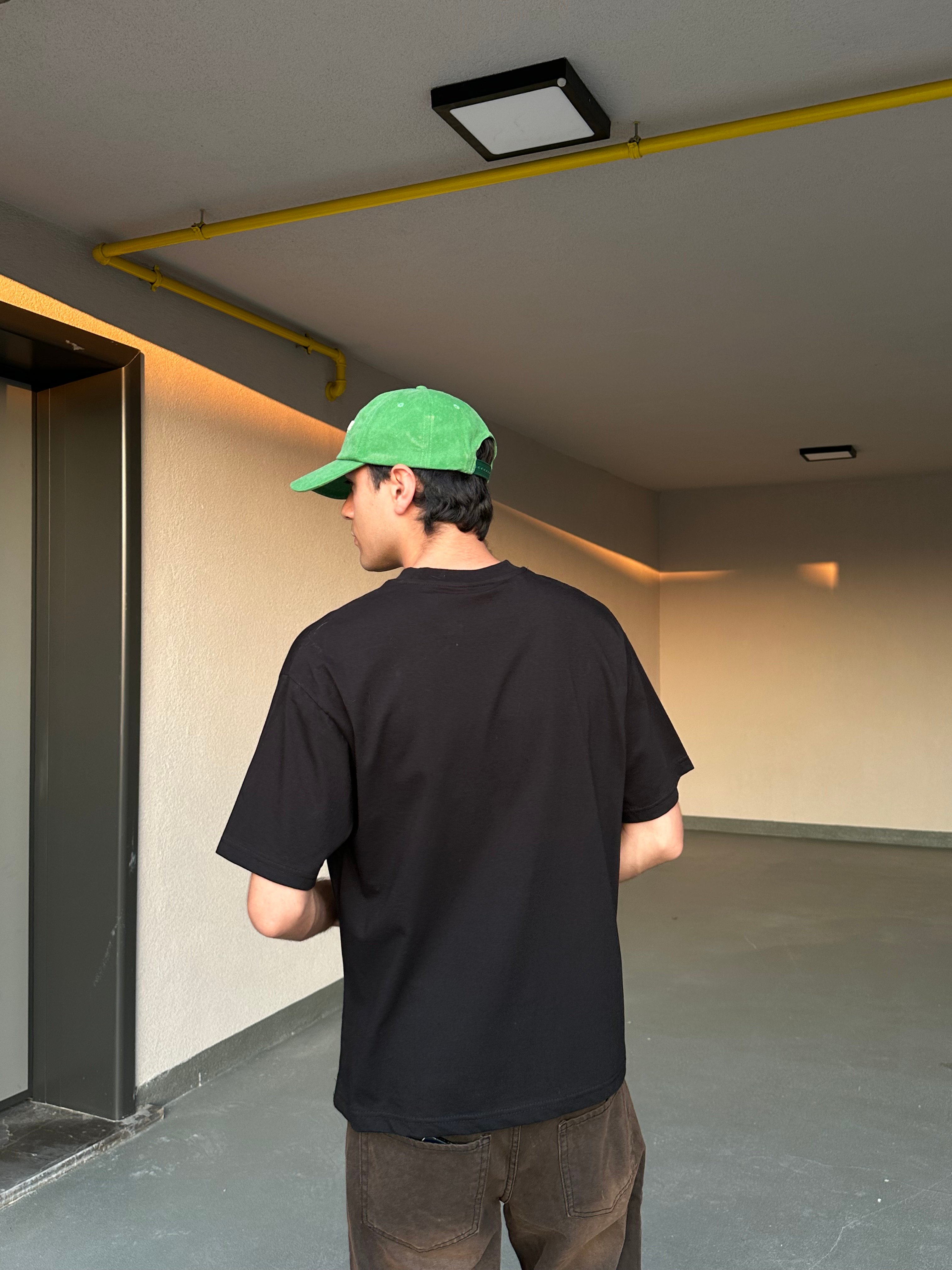 Spider Nakışlı Premium Oversize Tişört - Siyah