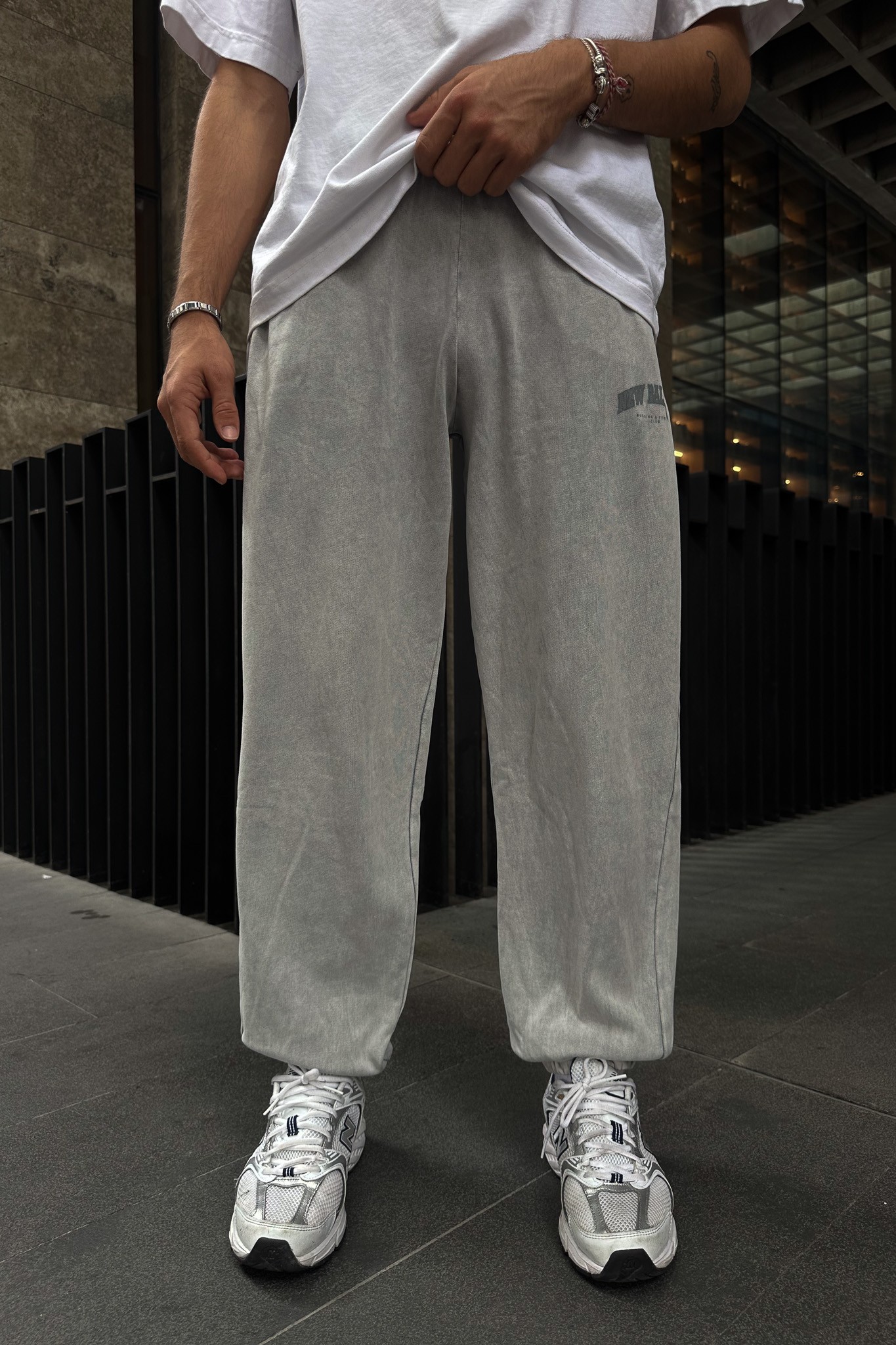 Washed Grey Track Pants