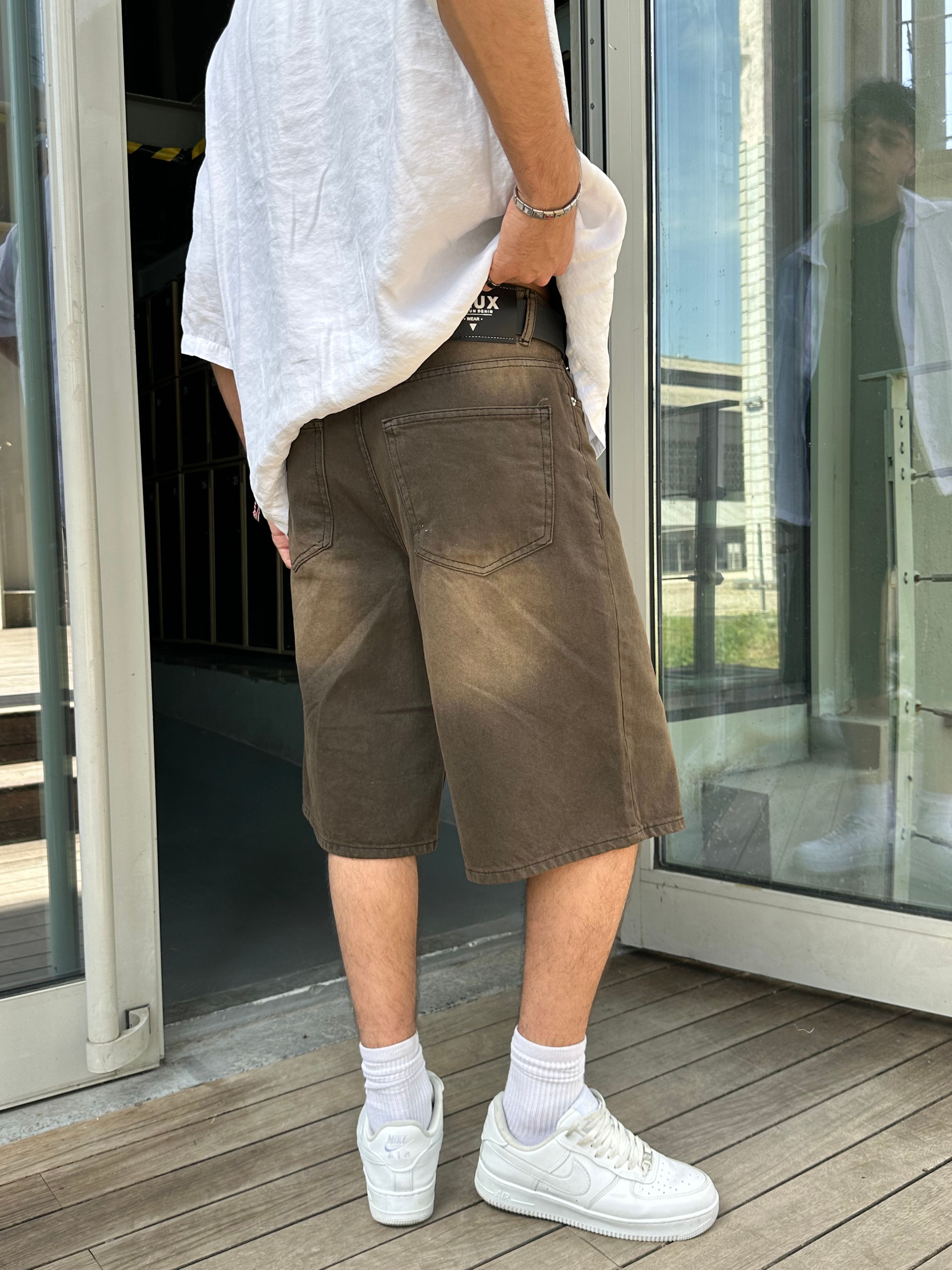 Costa Kahverengi Yıkamalı Baggy Şort