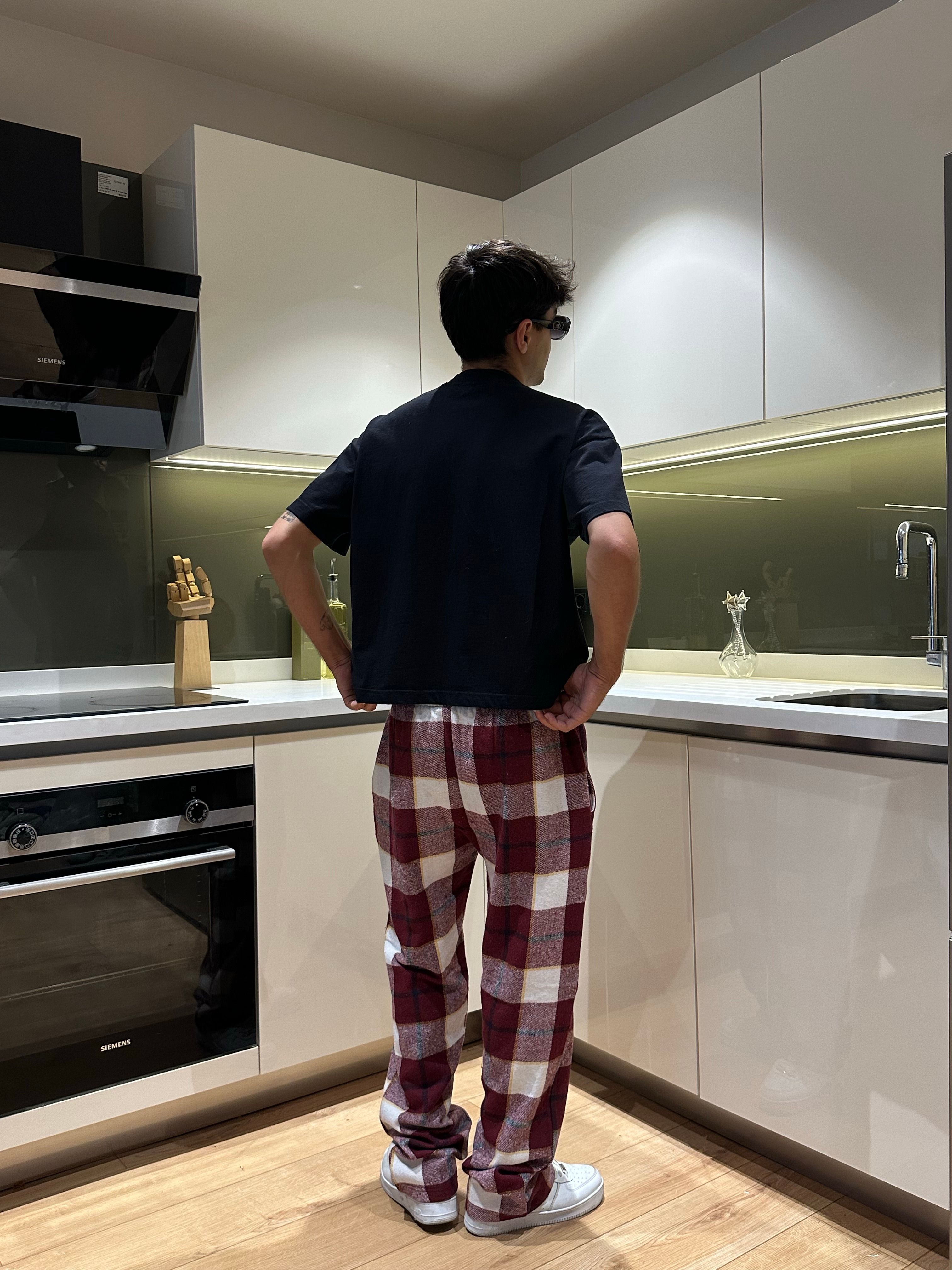 Kırmızı Beyaz Ekose Pijama Altı