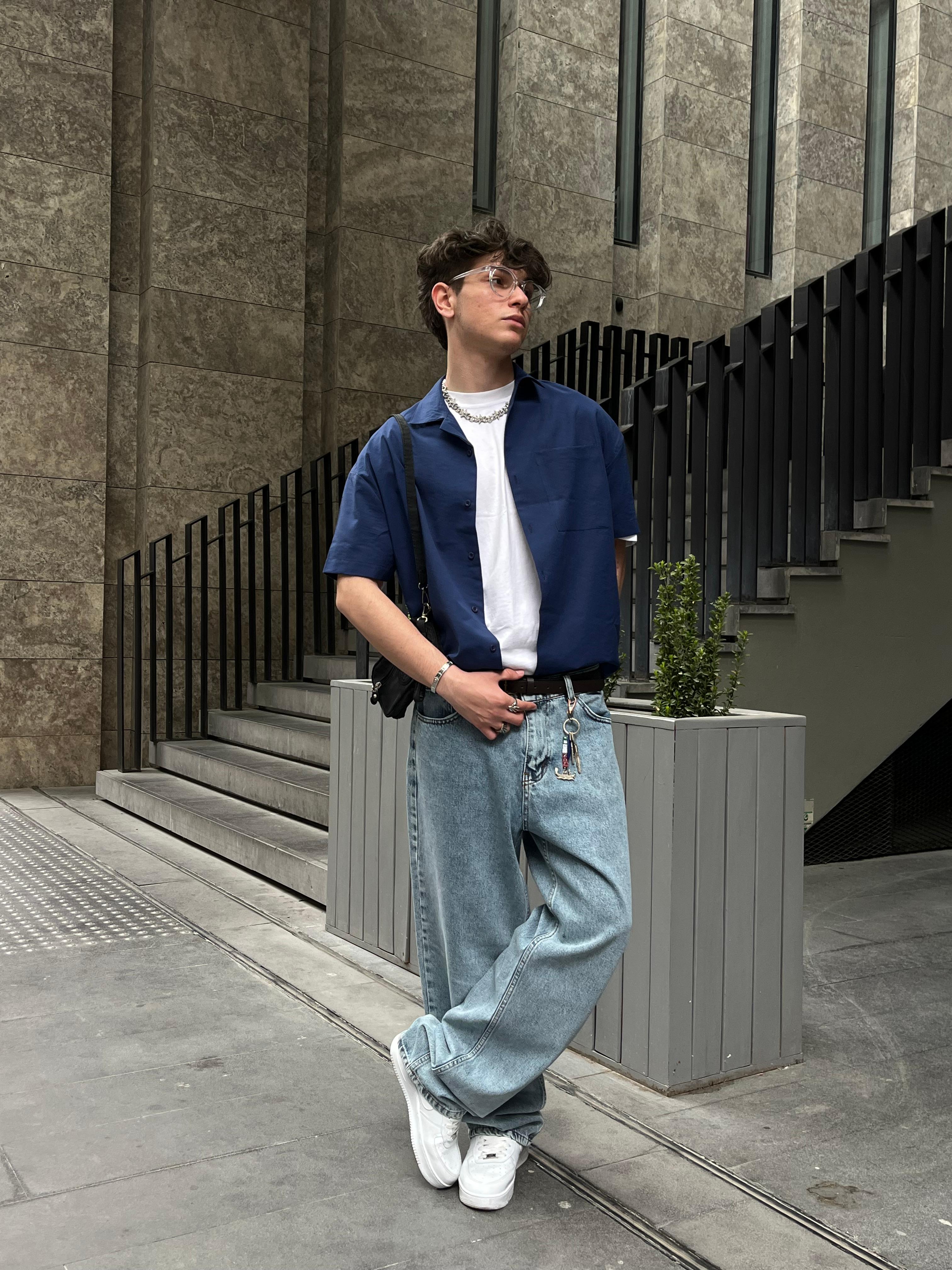 Costa Buz Mavi Baggy Pantolon