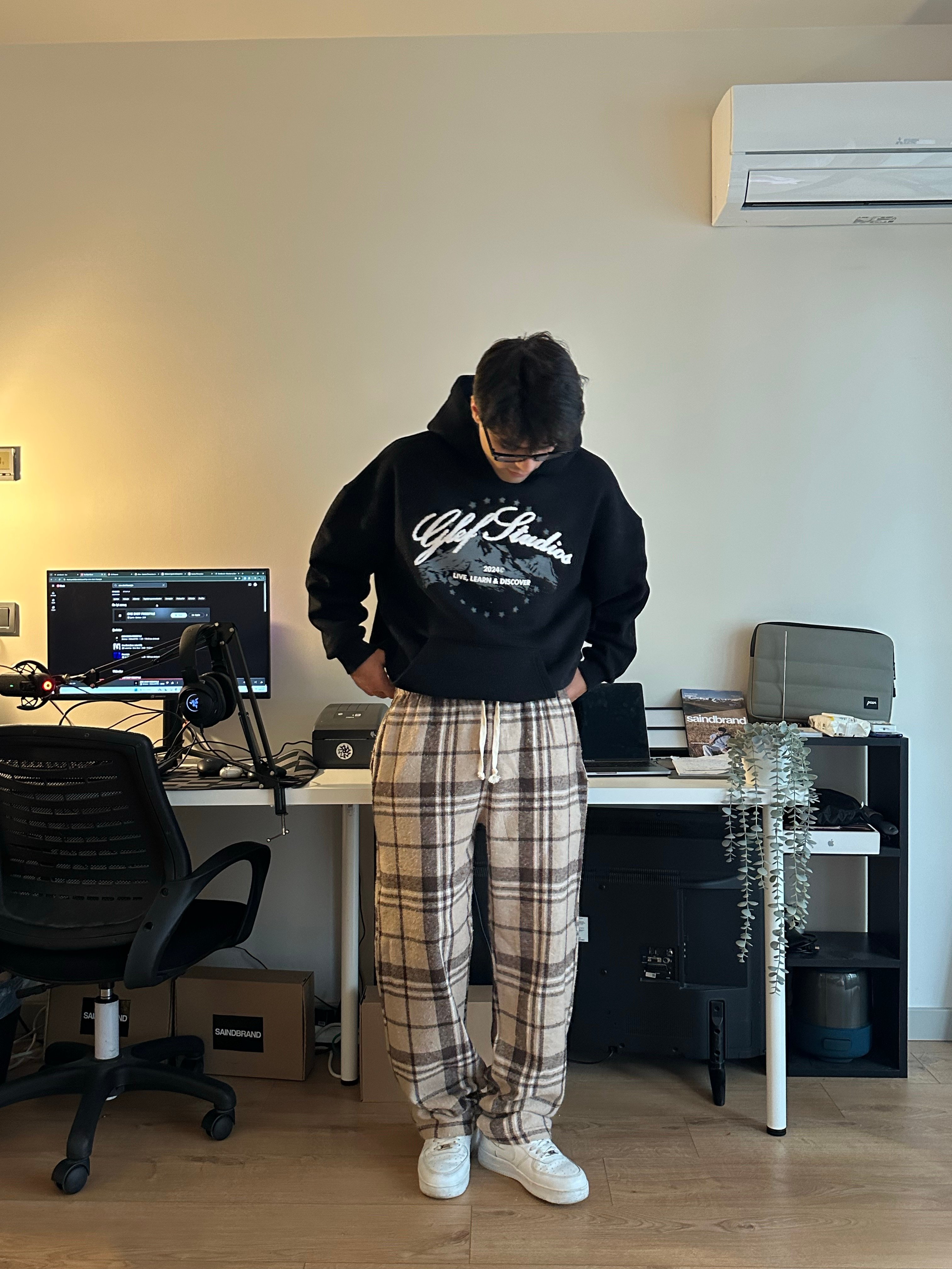 Krem Kahve Ekose Pijama Altı